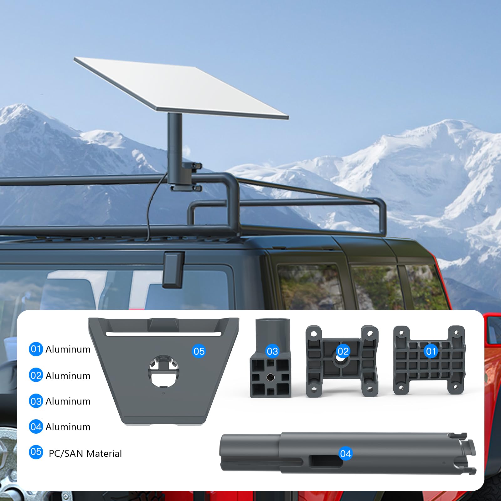 EDUP Soporte Starlink Standard 4 Gen 3, Soporte Antena Starlink Ajustable para Poste y Escalera, Starlink Mount de RV y Techo Compatible con Standard 4X / Gen 3 / V2 Starlink Internet Satelital Kit