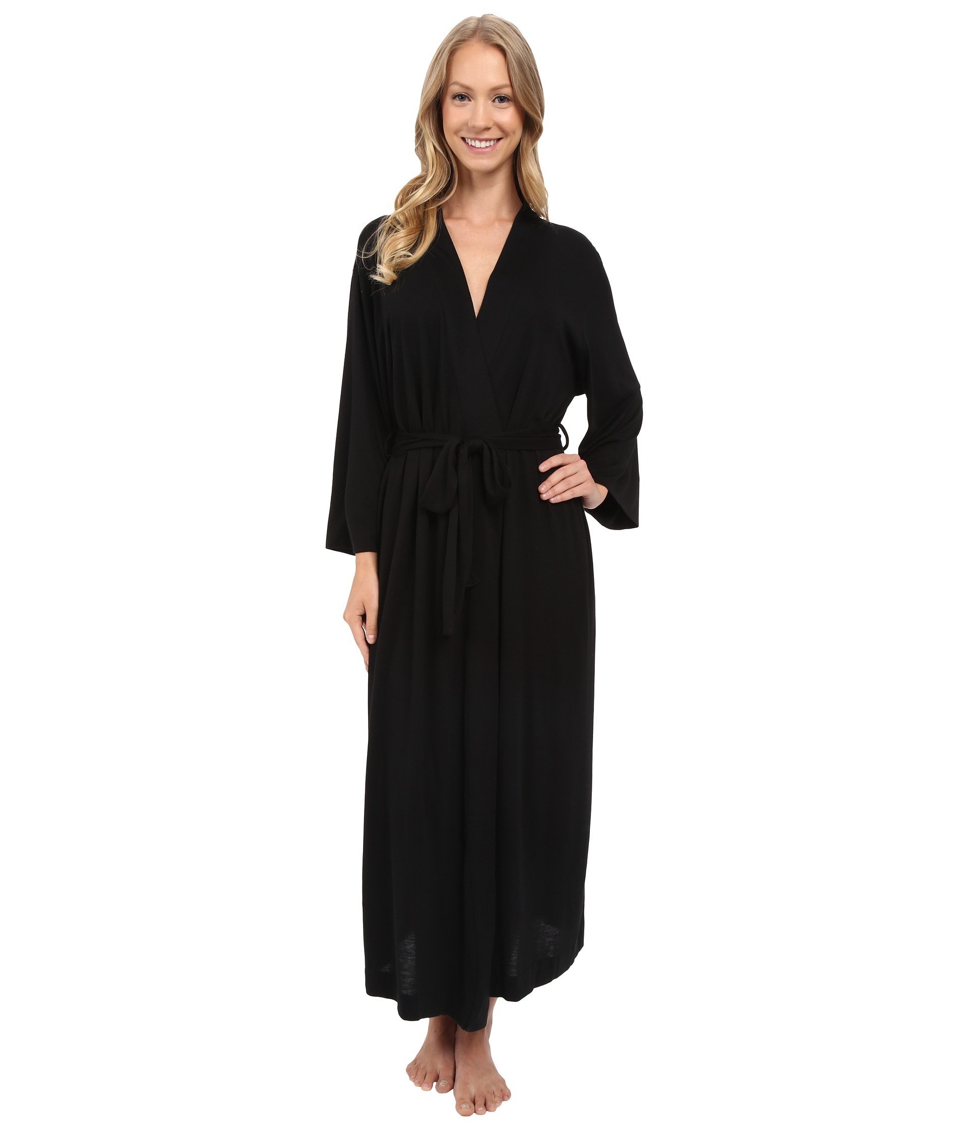 Natori Shangri La Long Robe with Kimono Sleeves, Bathrobe for Women