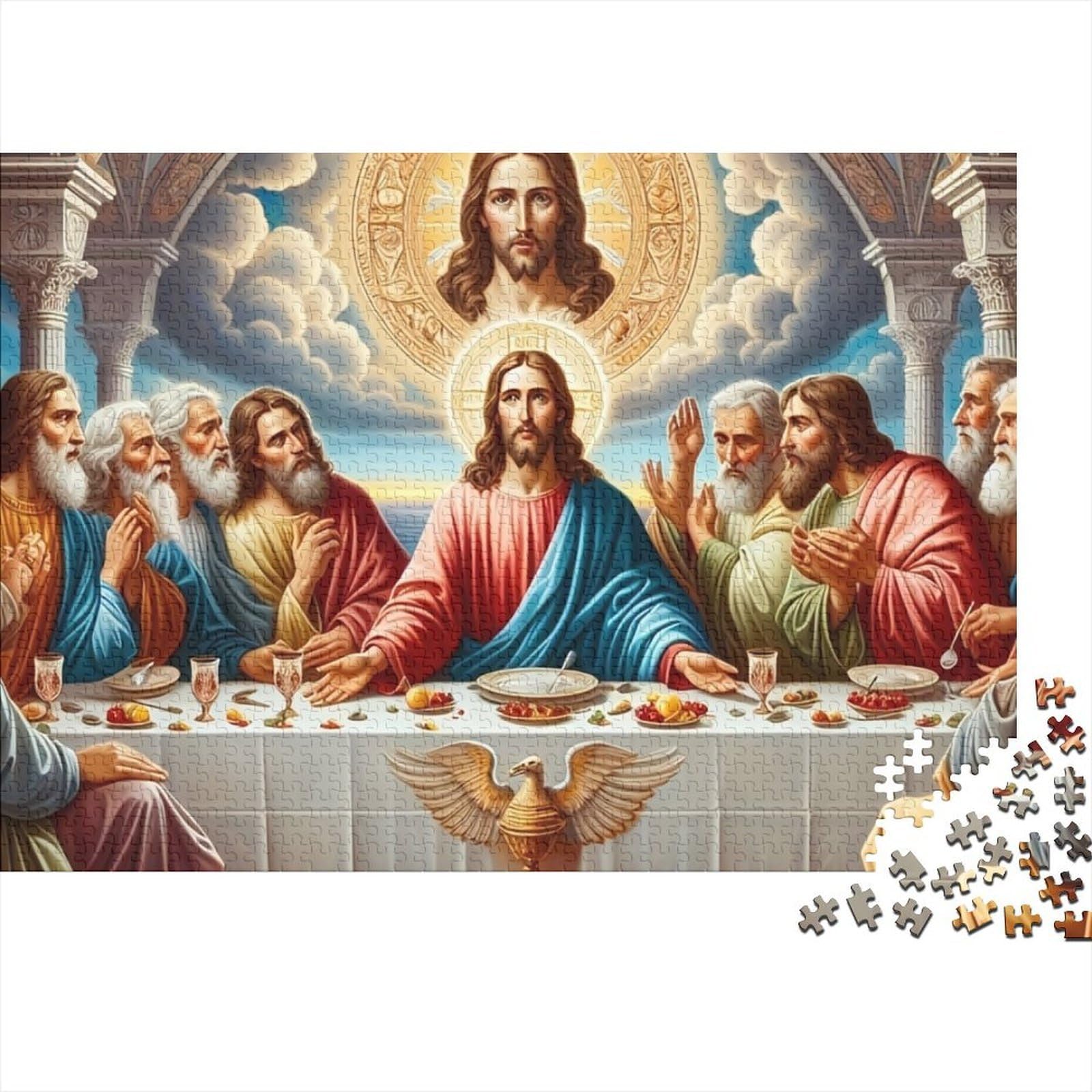 Last Supper Religious Art 1000 Piece Puzzles Colorful Last Supper Wall Decoration Educational Game Gifts Puzzles for Adults Jigsaw Puzzles for Adults 52x38cm/1000pcs — image 1