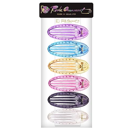 Miniatura 5 de RC ROCHE ORNAMENT 6 pinzas para el cabello con garra plana para mujer, peine de apertura lateral curvada, agarre fuerte, agarre antideslizante,