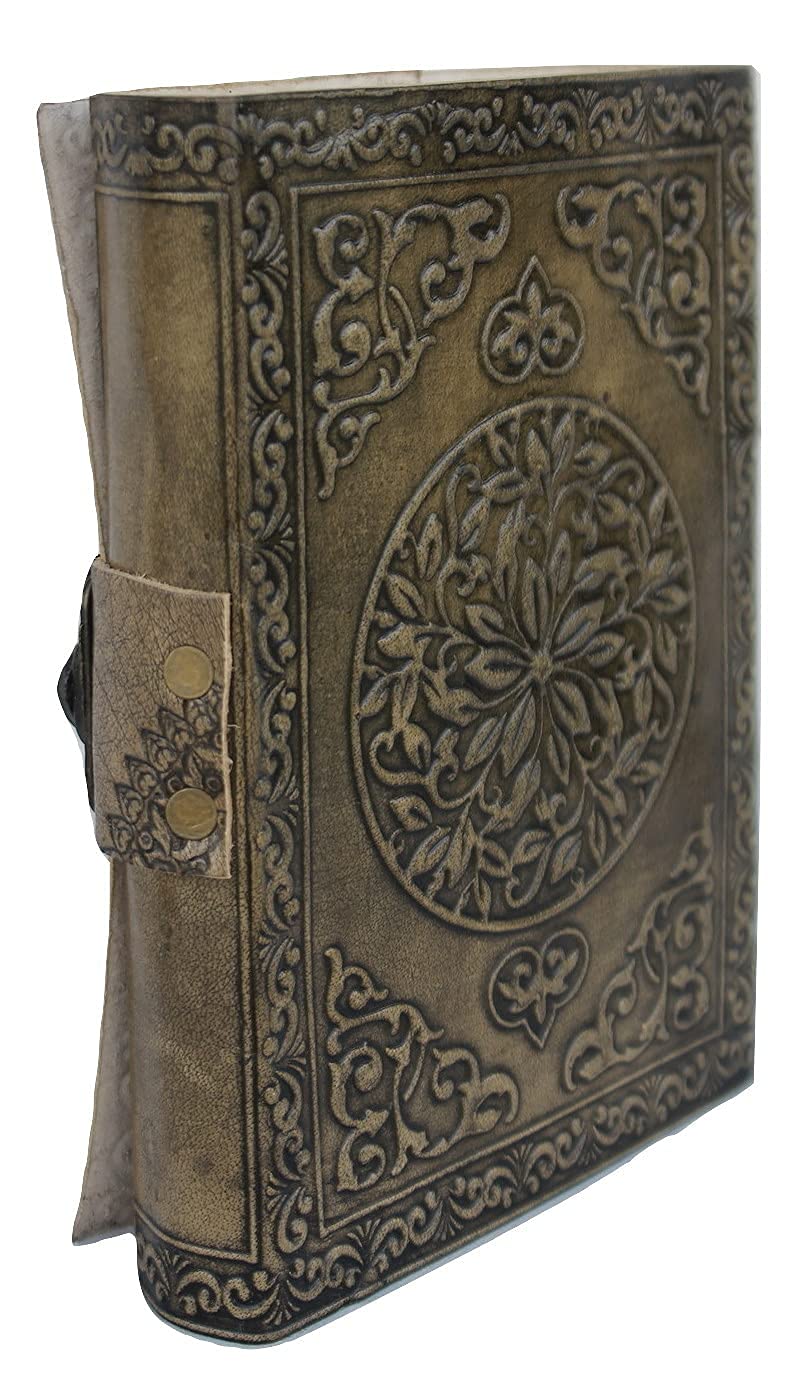 Handgefertigtes Vintage-Leder-Tagebuch mit handgefertigtem Papier, Drittes Auge, Stein, Tagebuch, antiker blanko, Wicca-Notizbuch, Dreifachmond, Grimoire-Tagebuch, 17.8 x 12.7 cm