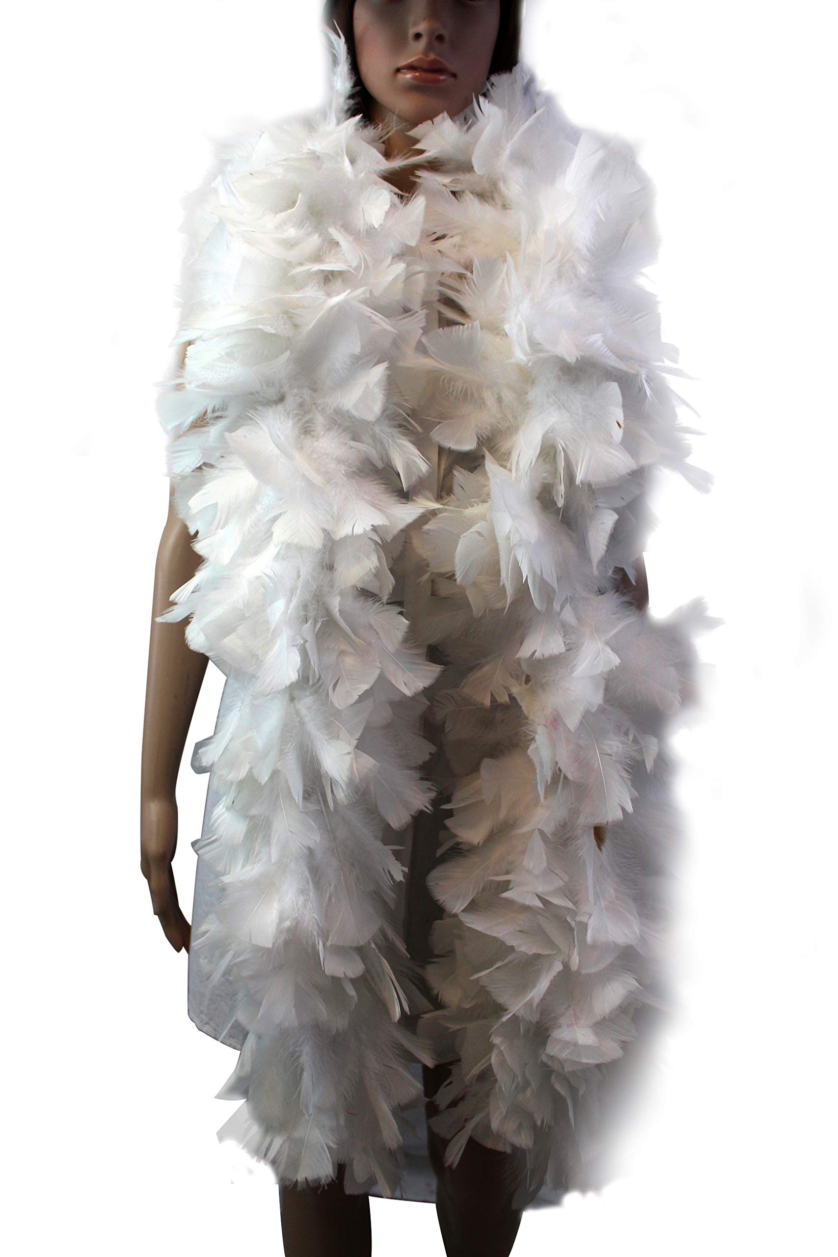 Flydream Boa de plumes de dinde 150 g pour costume d'Halloween, décoration (Blanc)