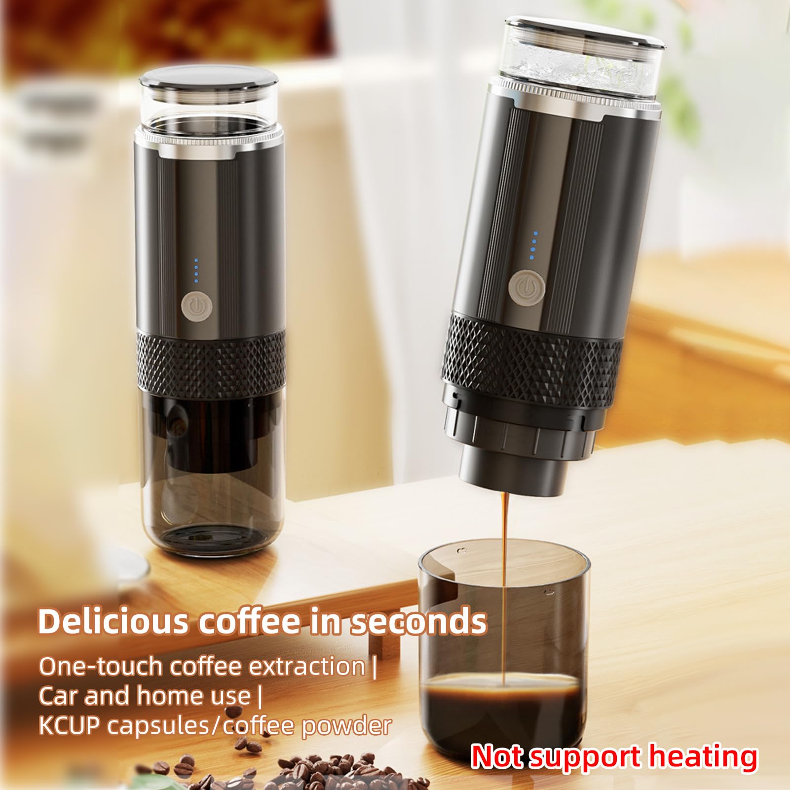 Máquina de Café Eléctrico Portátil Operación de un Botón con 4 Indicadores de Alimentación Luz Inalámbrica Inalta Recargable de café Trabajo con Cápsula de té de Chocolate Polvo