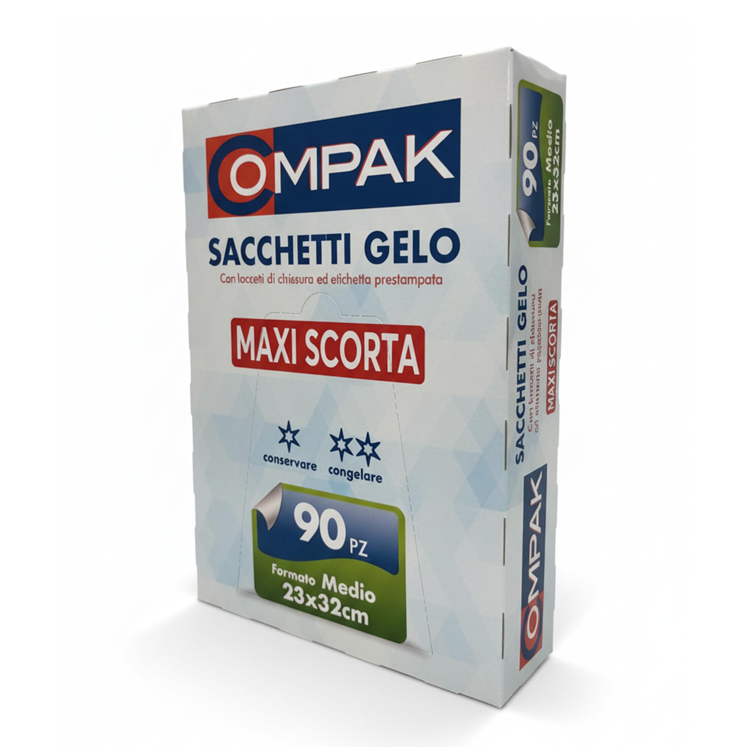 FRIO 90 Sacchetti Gelo Misura Media 23x32 cm | Confezione Risparmio per Alimenti, Freezer e Cucina | Buste Congelatore con Laccetti ed Etichetta | Antistrappo e Resistenti, Maxi Scorta