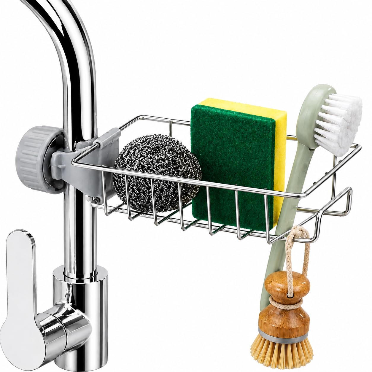 Kitchen Sink Organiser Stainless Steel | Sink Organizer for Kitchen Basin with Drainage | Sponge Holder for Kitchen Sink | Soap Stand for Kitchen Sink | Sink Caddy