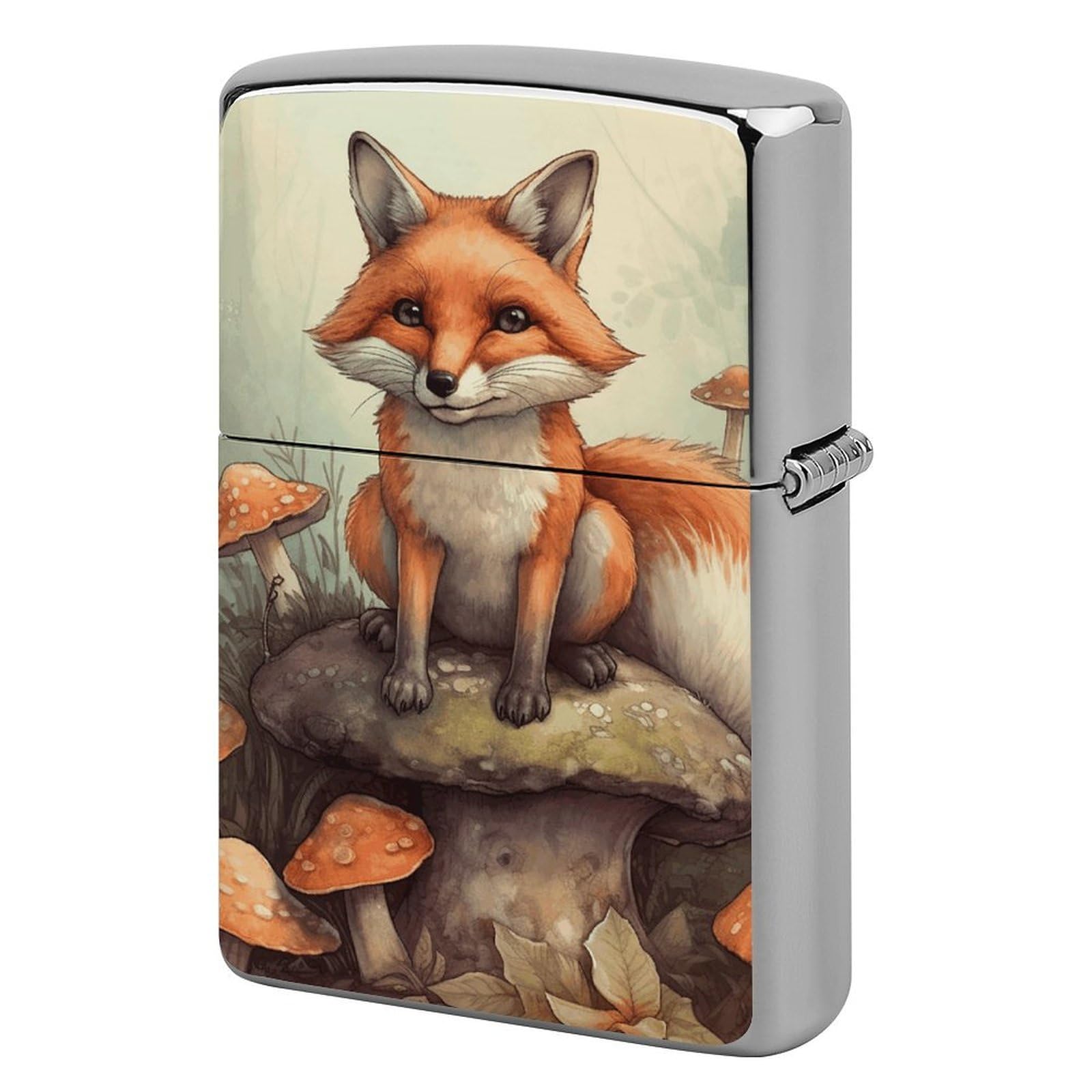 Fox in The Woods Lighter Case Cover Vintage Metal Lighter Sleeve Reusable Lighter Protective Cover Decorative Lighter Holder Birthday Gifts for Men Women
