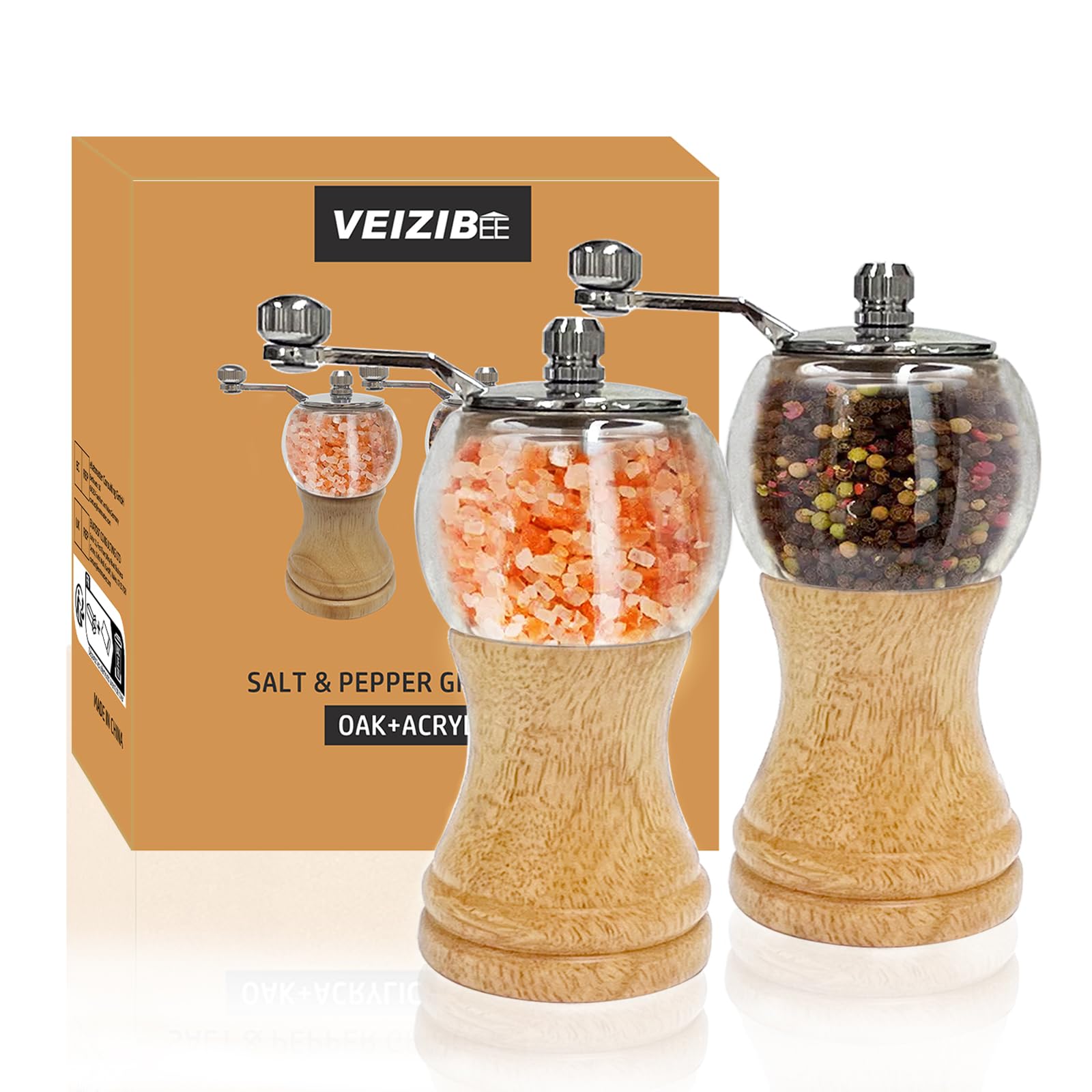 Macinapepe Manuale In Legno - Macinino Regolabile Per Spezie, Design Vintage A Manovella - Foto 12