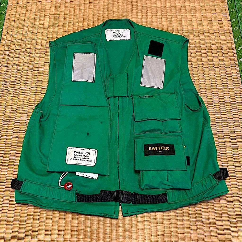 米軍 ライフジャケット LIFE PRESERVER VEST グリーン L | ノー