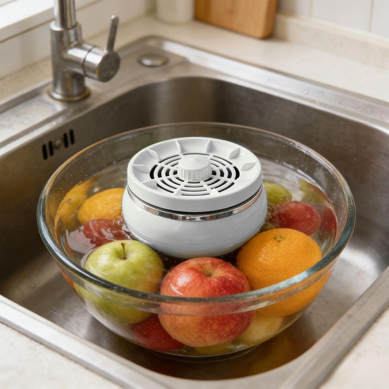 Fruit and Vegetable Washing small Portable Household Machine Food Purifier Waterproof Portable Long-Lasting Multifunctional Washer for Home Kitchen Cooking Grain Rice Seafood (White-1PC)