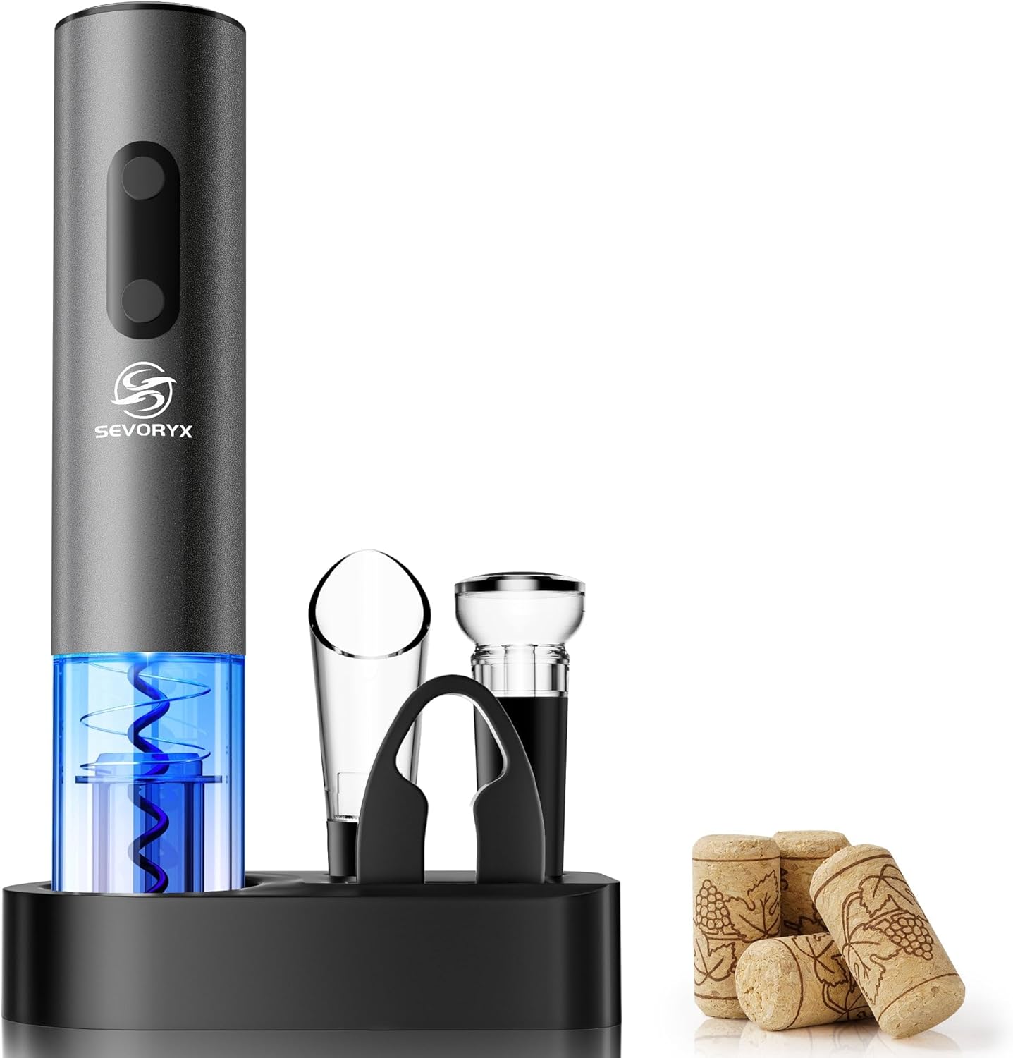 Electric Wine Opener Set, 5-in-1 Battery Operated Electric Bottle Opener With Foil Cutter, Wine Pourer, Vacuum Stopper and Storage Case. Ideal Gift for Wine Lovers, Free E-book included. Electric Wine Opener Set, 5-in-1 Battery Operated Electric Bottle Opener With Foil Cutter, Wine Pourer, Vacuum Stopper and Storage Case. Ideal Gift for Wine Lovers, Free E-book included.