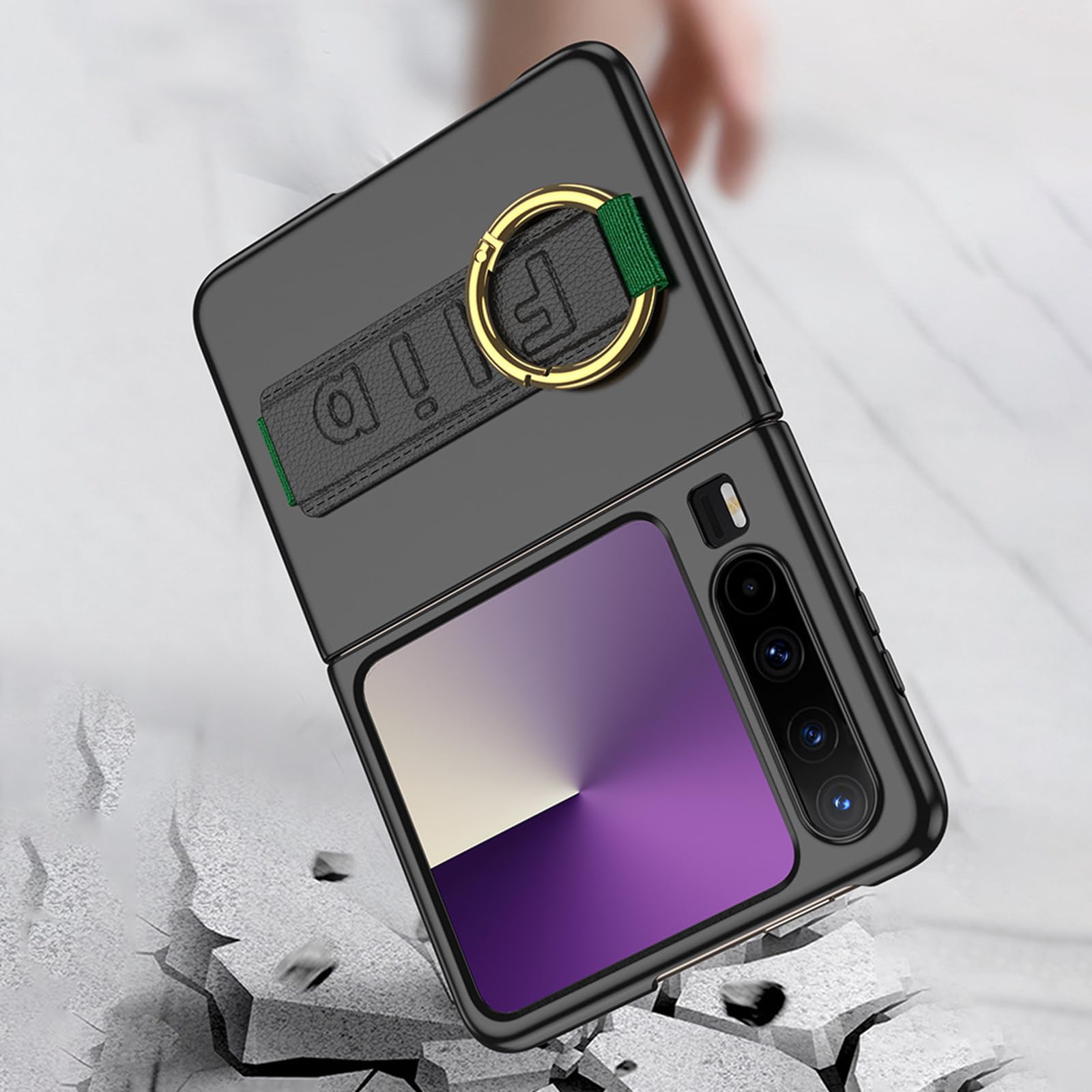 Ultra Mince Coque pour Huawei Pura X, Givrée Antichoc Etui avec Sangle Poignet Luxe Léger Commercial Protecteur Housse,Noir,PuraX