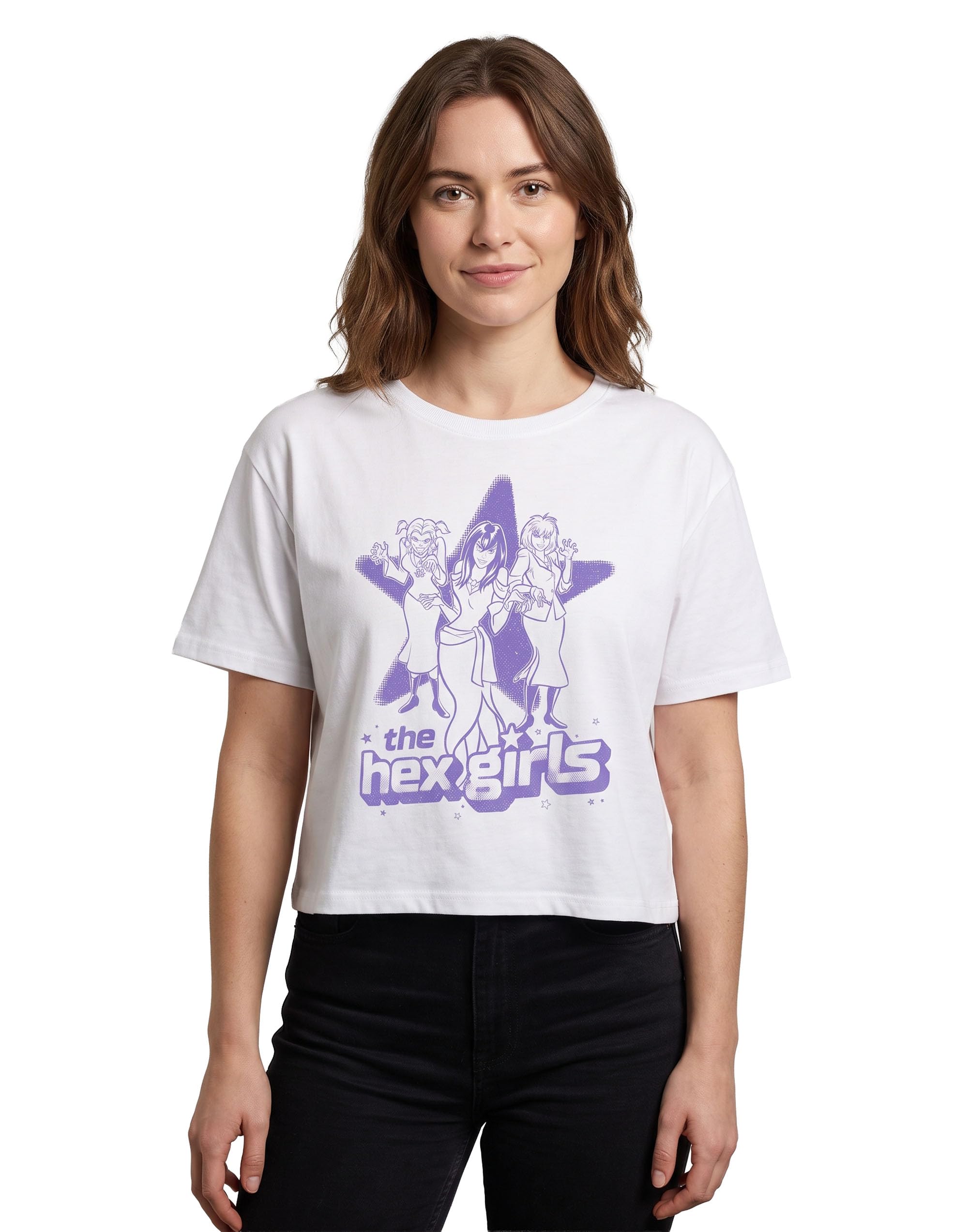 Scooby-Doo! Women's White Graphic Tee | Hex Girls Band Classic T-Shirt | Cartoon Crew Neck Short Sleeve Top | Casual Wear Pull-On Apparel
