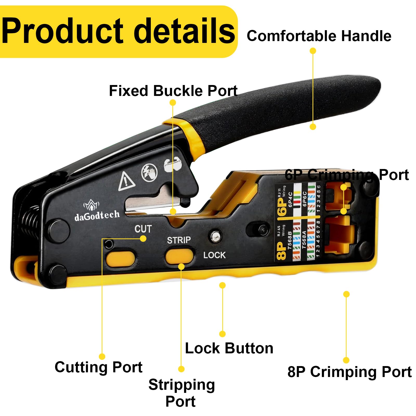 Kit di strumenti di rete – RJ45 Ethernet Computer Manutenzione Ethernet Crimpatrice Kit di riparazione LAN Taster Set per RJ45 Cat5e Cat 6 Cable Crimper Wire Cutter Internet Toolbox