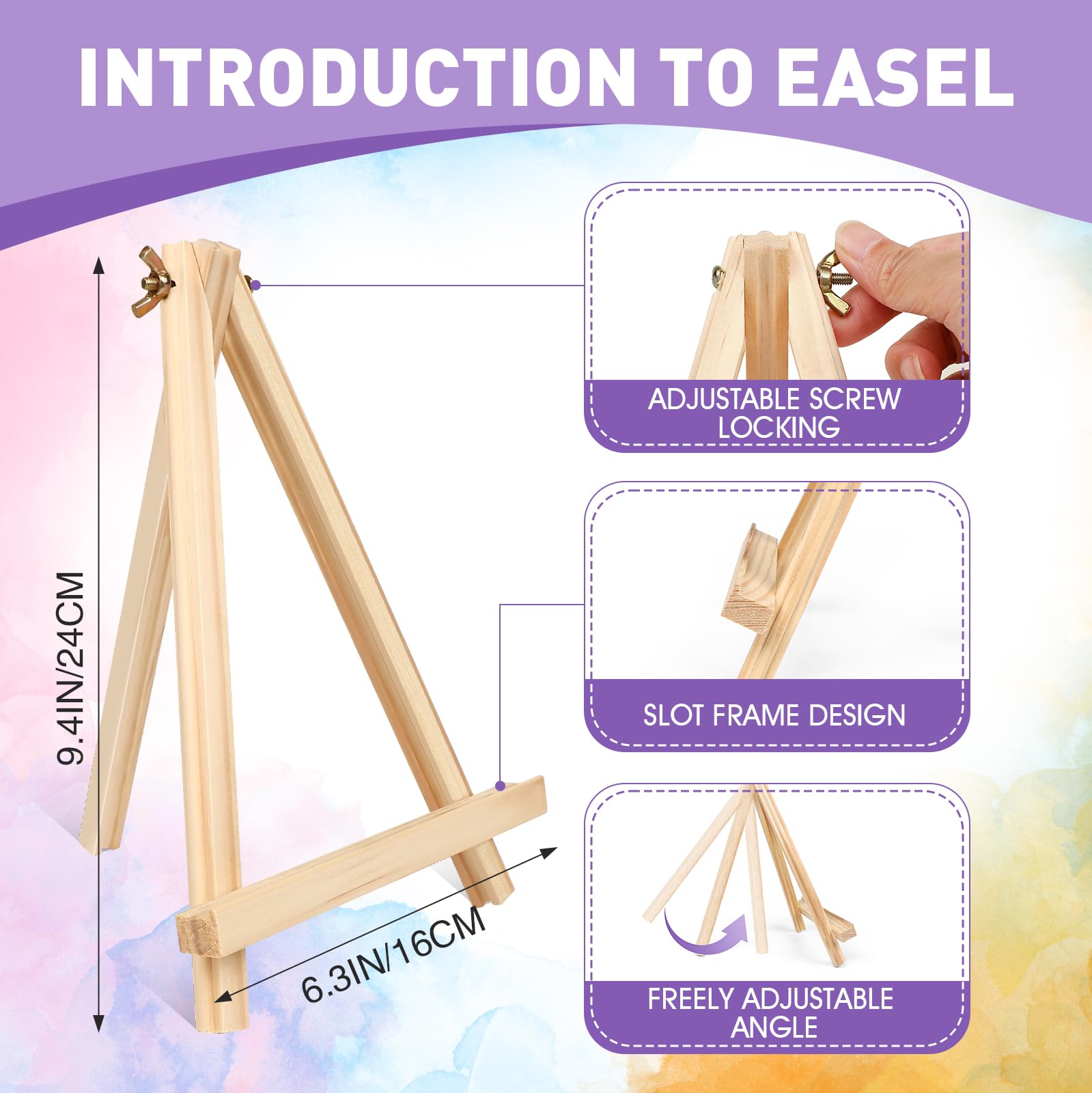AROIC Professionelles Malset mit Staffeleien, 12 Holzstaffeleien, 120 Pinsel mit Nylon-Pinselkopf, 12 Zeichenbretter und 12 Paletten, Malzubehör-Set für Kinder und Erwachsene zum Malen, 156-teilig,