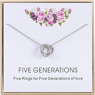 Five Generations Necklace - Sterling Silver Necklace Gift for Grandmother, Gift for Mom Grandma Nana, Great Grandma Gift