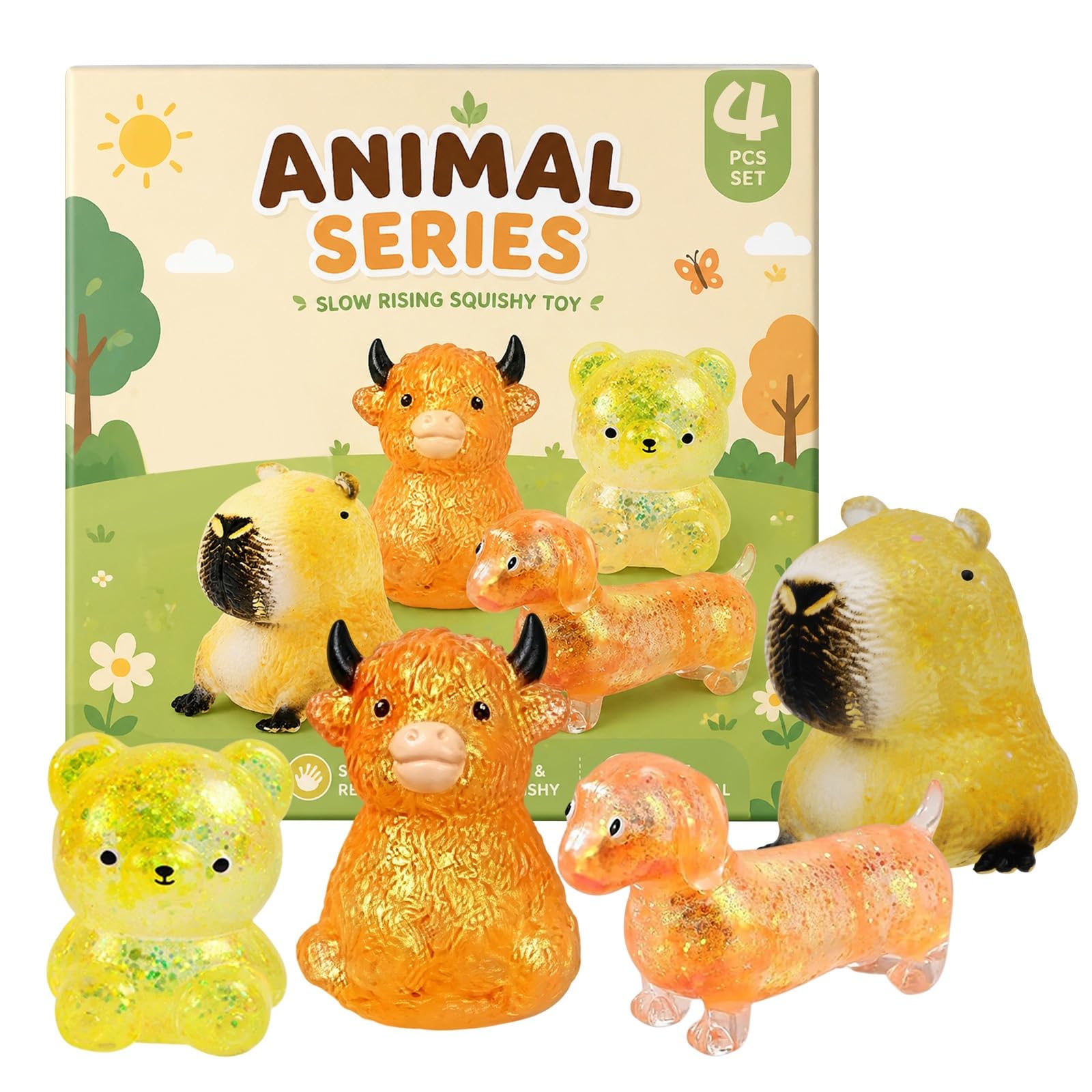 Stress Balls, Squishy Stress Balls Sensory Squeeze Ball for Kids Adults Squishy Fidget Toy Stress Relief Squishy Hand Exercise Balls Sensory Toys for Anxiety Alleviation (Animal)