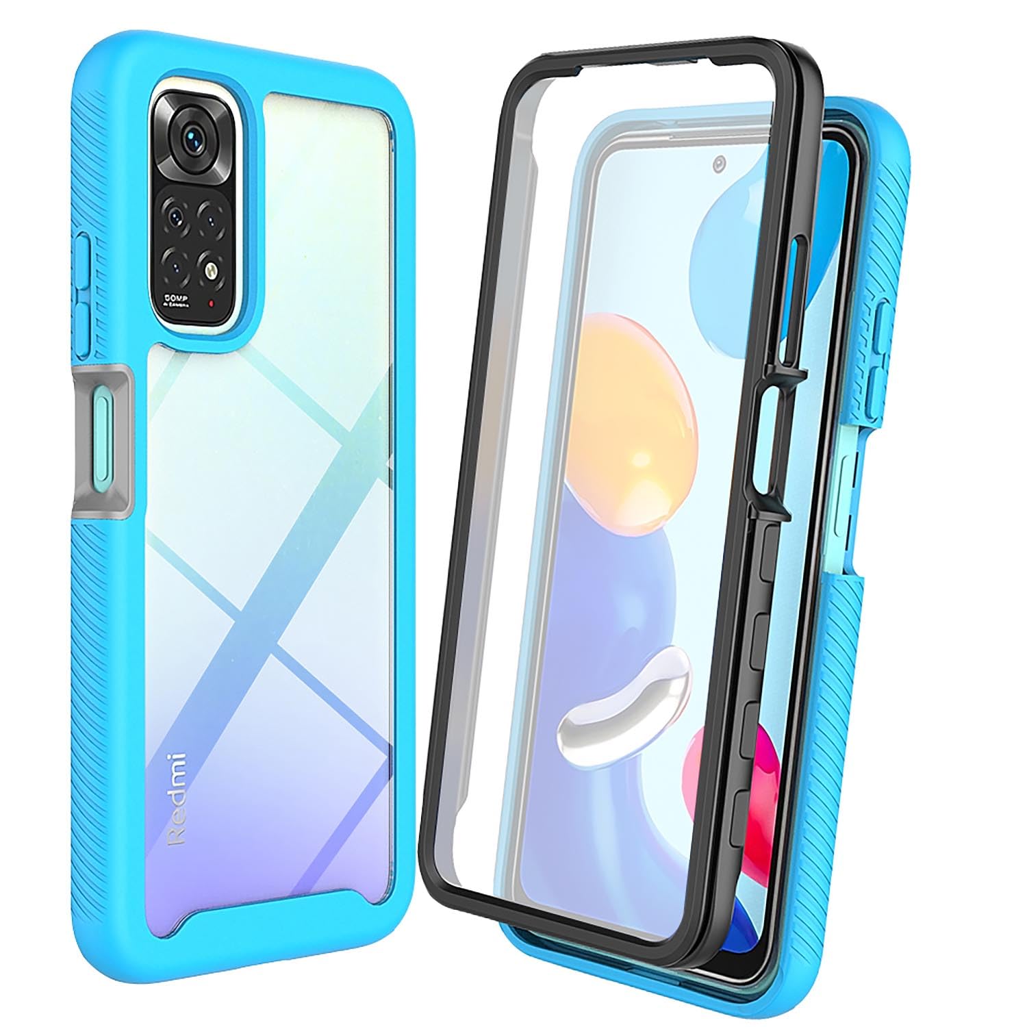 ILING Cover Per Xiaomi Redmi Note 11S/Note 11 – Custodia Ultrasottile Sfumata Nero+Oro Con Paraurti TPU E Foro Per Cordino - 5