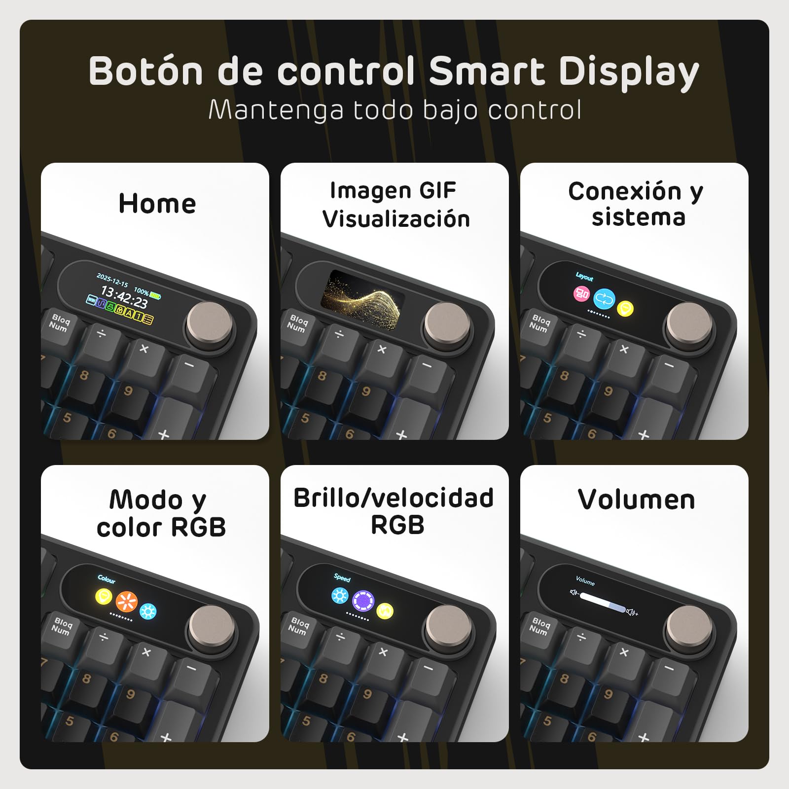 RK ROYAL KLUDGE S98 ES Teclado Mecánico con Smart Display y Botón, Montaje Superior 96% Teclado Mecánico Inalámbrico BT/2.4G/USB-C, Hot-Swappable, Soporte de Software, 98 Teclas, QWERTY Español