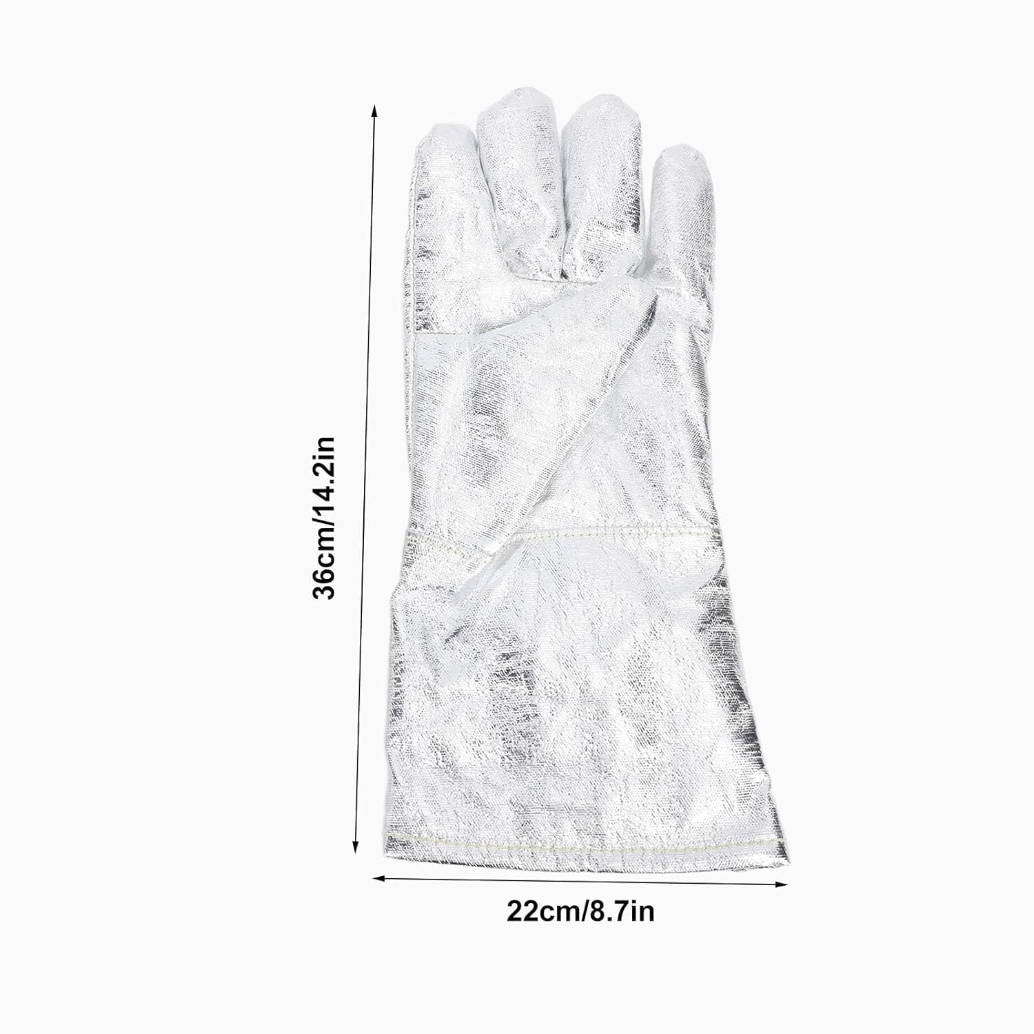 Guantes de Soldadura Aluminizados, Guantes Resistentes Al Calor, Guantes a Prueba de Fuego, Guantes de Trabajo de Seguridad para Fundición de Metales