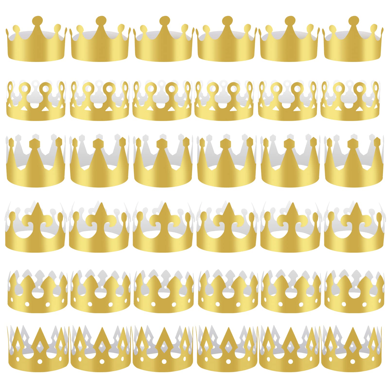 36 Stück Papierkronen Goldene Partykronen Prinzessin Prinz Krone Kinder Geburtstag Party König Hüte für Kinder Erwachsene