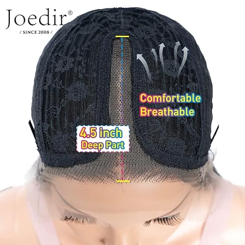 Miniatura 7 de Joedir Pelucas de cabello humano virgen lacio con encaje frontal en T de 16 pulgadas para mujeres negras, encaje prearrancado de 13 x 0.5 x 4 con