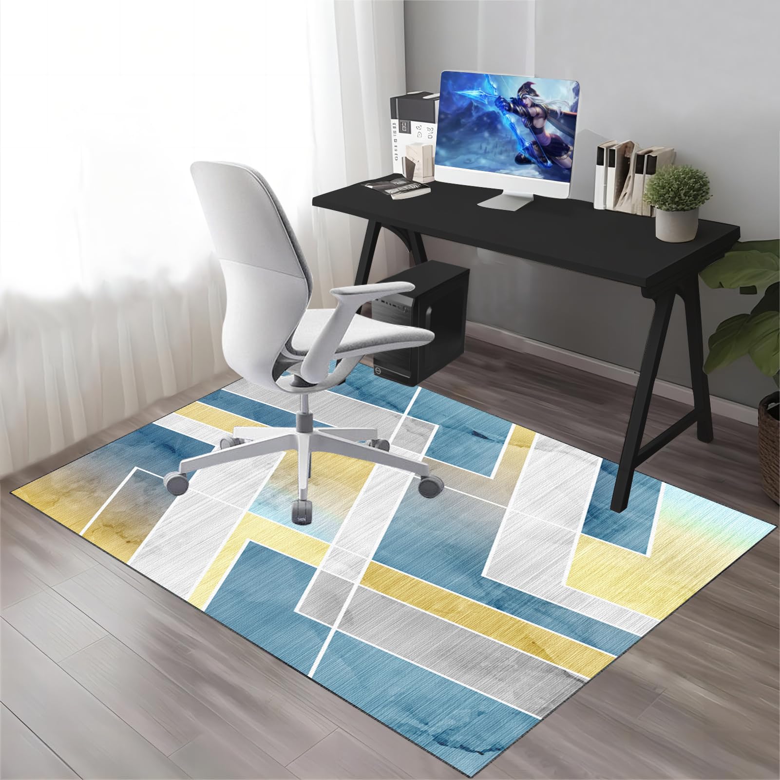Dywan do krzesła biurowego do gier - Mata na krzesło biurowe na twarde podłogi parkiet płytki podłogowe - antypoślizgowe maty na krzesła biurowe - 150 x 180 cm dywan do gier