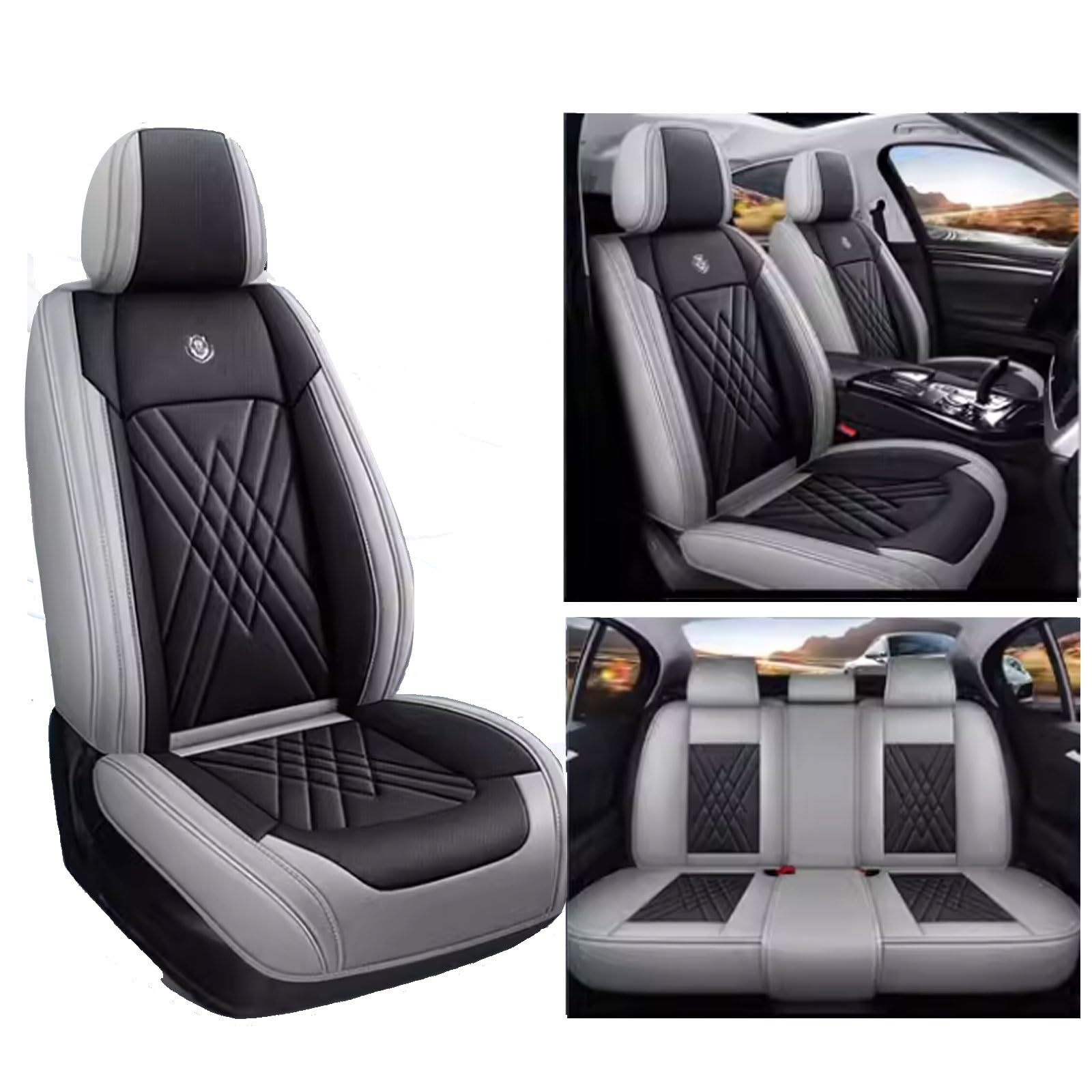 Fundas Asientos Coche para Volkswagen T-Cross T-Roc Taigo 5 plazas, Delanteros Y Traseros Funda Asiento Protector Impermeable Cómodo Interior(A)