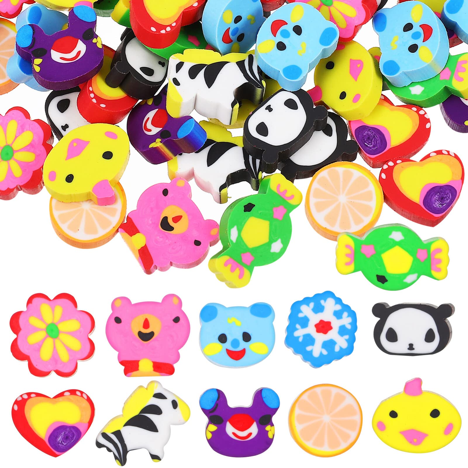 100 Kleiner Radiergummis Tiere Obst Blumen Tpr Kinderradiergummi
