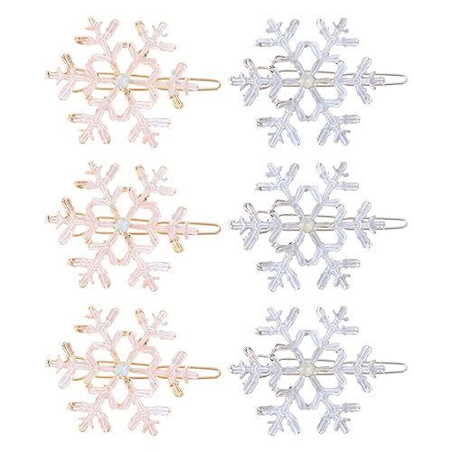 Pinzas para el pelo de copo de nieve de Navidad, 6 pasadores de pelo de Navidad de invierno, tocado de copo de nieve, alfileres de aleación para