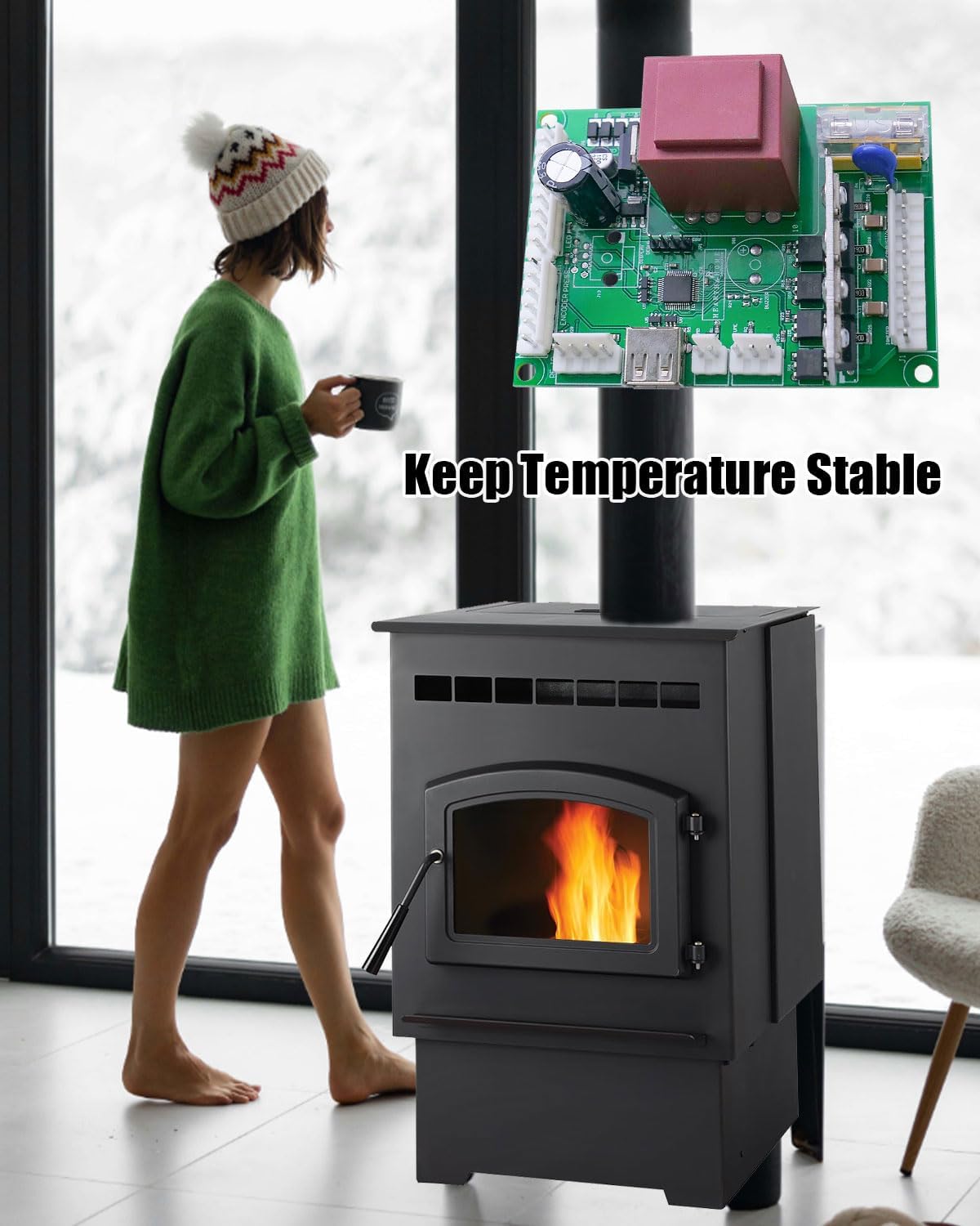 Circuit Control Board Fit for PelPro PP130 Pleasant Hearth PH50PS and PH50CABPS Replace SRV7077-050
