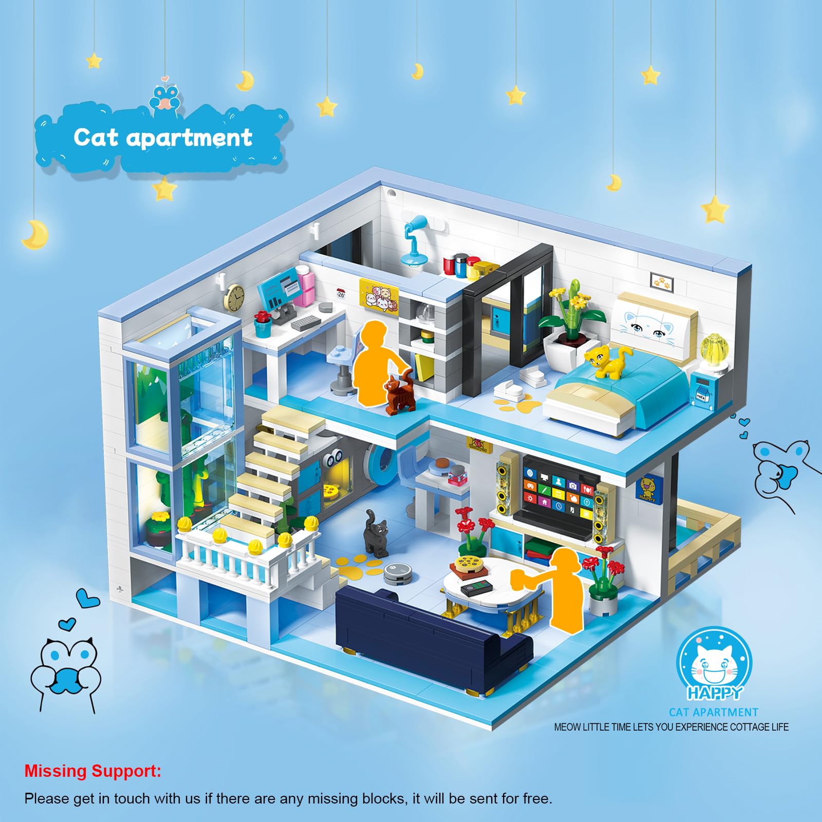 Juguete de Bloques de Construcción, Kit Mini Bloques la Casa los Amigos, Juego Bloques Modulares la Casa Dibujos Animados, Regalo Juguete Educativo para Niños Adolescentes 8+, 1235 Piezas