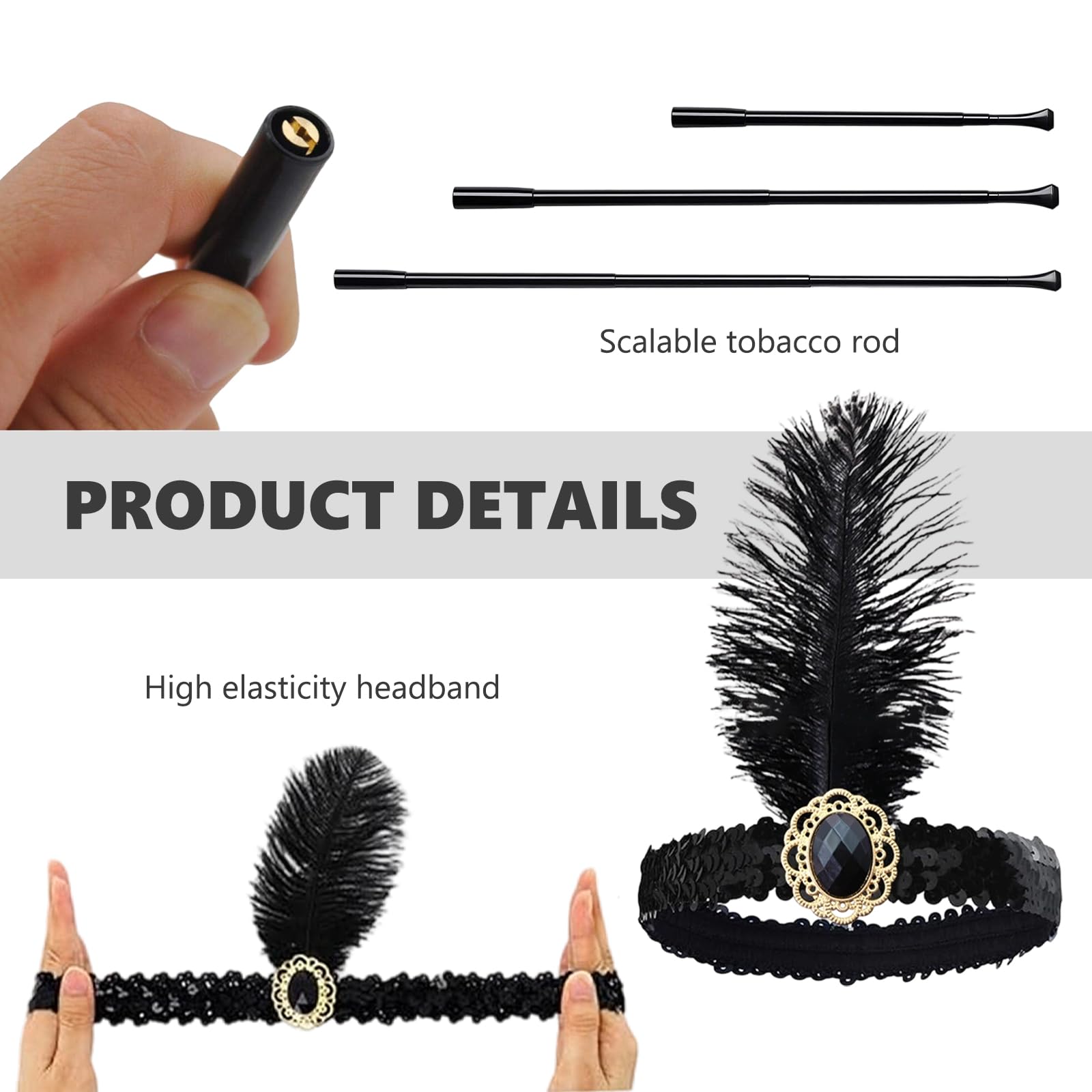 CERCTLA 1920s Accessories for Women 5 Pcs 1920s Flapper Great Gatsby Accessories Set - Image 3