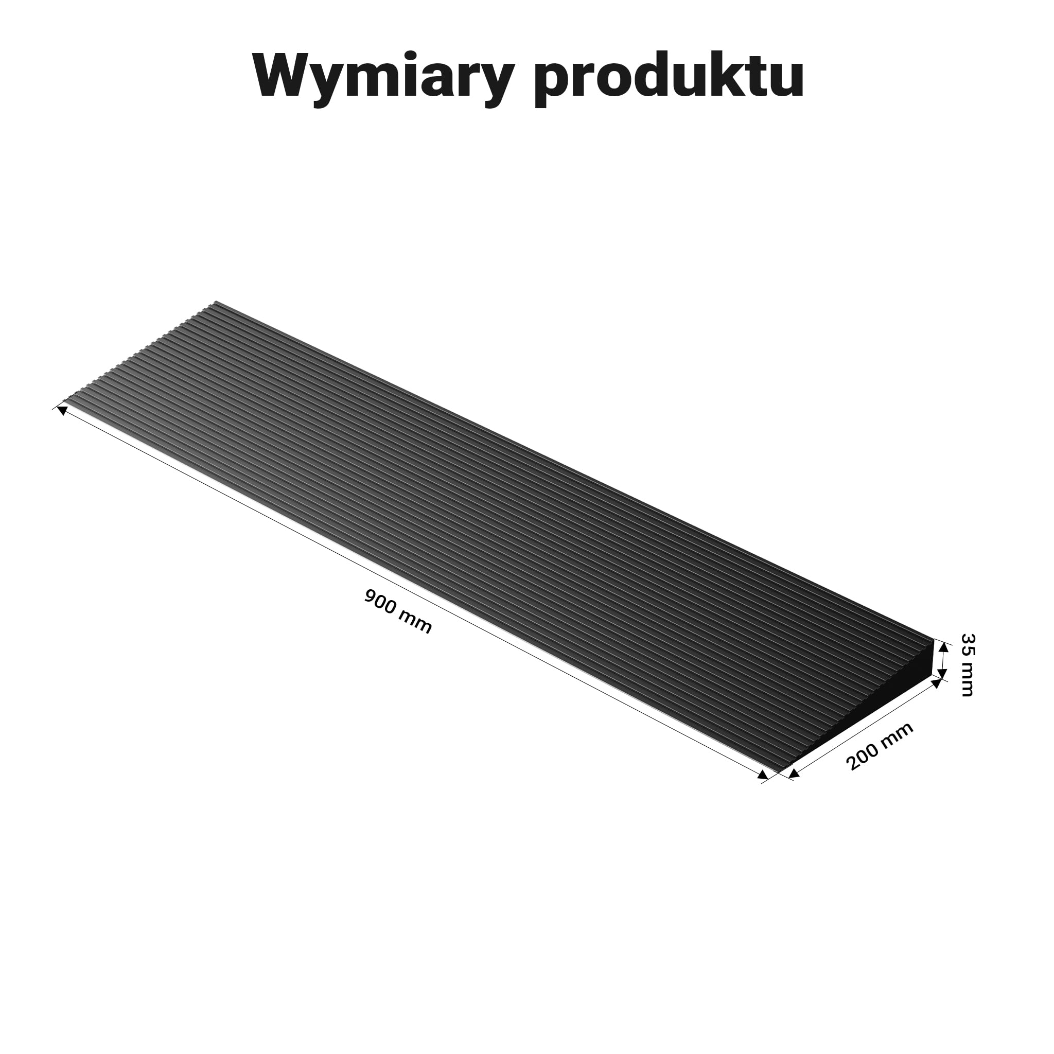 Wiltec Rampa progowa o wymiarach 35 x 200 x 900 mm, z solidnej gumy i antypoślizgową powierzchnią, dla wózków dziecięcych i inwalidzkich