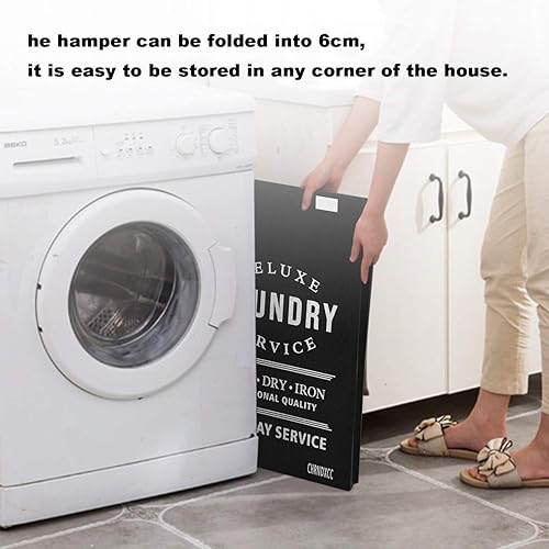 Miniatura 4 de U Trip Cesta de lavandería con tapa, cestas grandes de lavandería de lujo de 85 litros, cesta plegable para la ropa sucia, cesta de almacenamiento