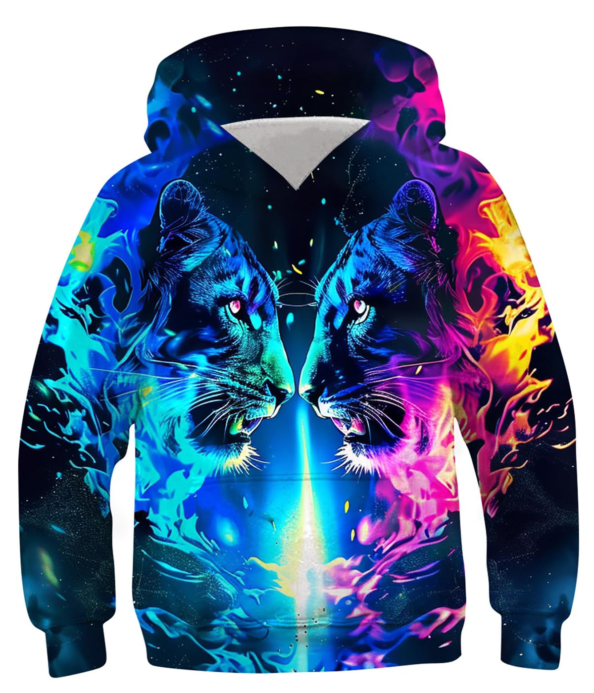 TUONROAD Hoodies for Big Kids 3D Cool Boys Pullover Sweater Blue Red Flame Tigers Fashion Clothes Fall Winter Long Sleeve Coat with Pockets for 12 13 Years