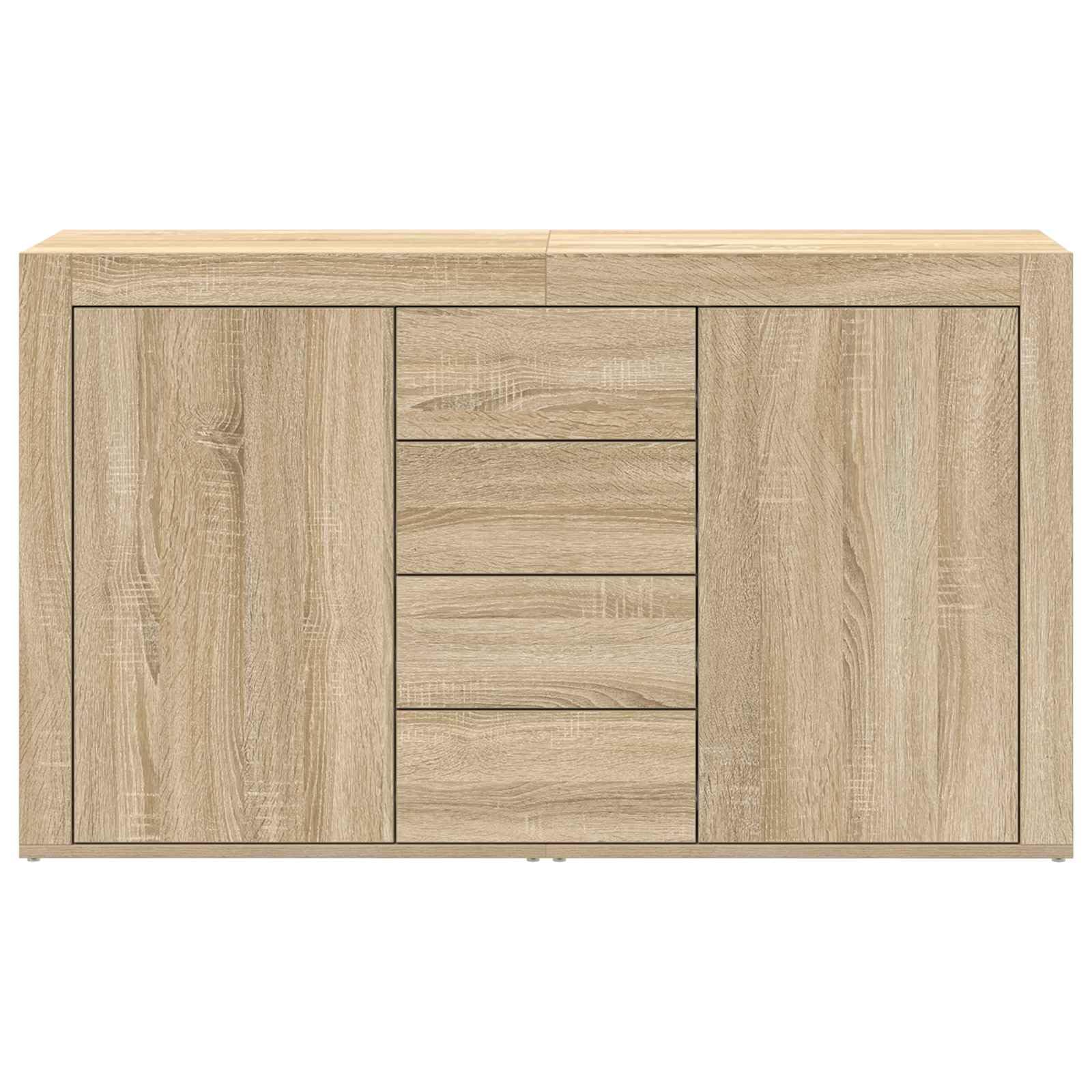 Credenza in rovere Sonoma, 120 x 36 x 69 cm, con ante e cassetti | Armadietto robusto per sala da pranzo e soggiorno, offre uno spazio versatile per stoviglie, libri e decorazioni.