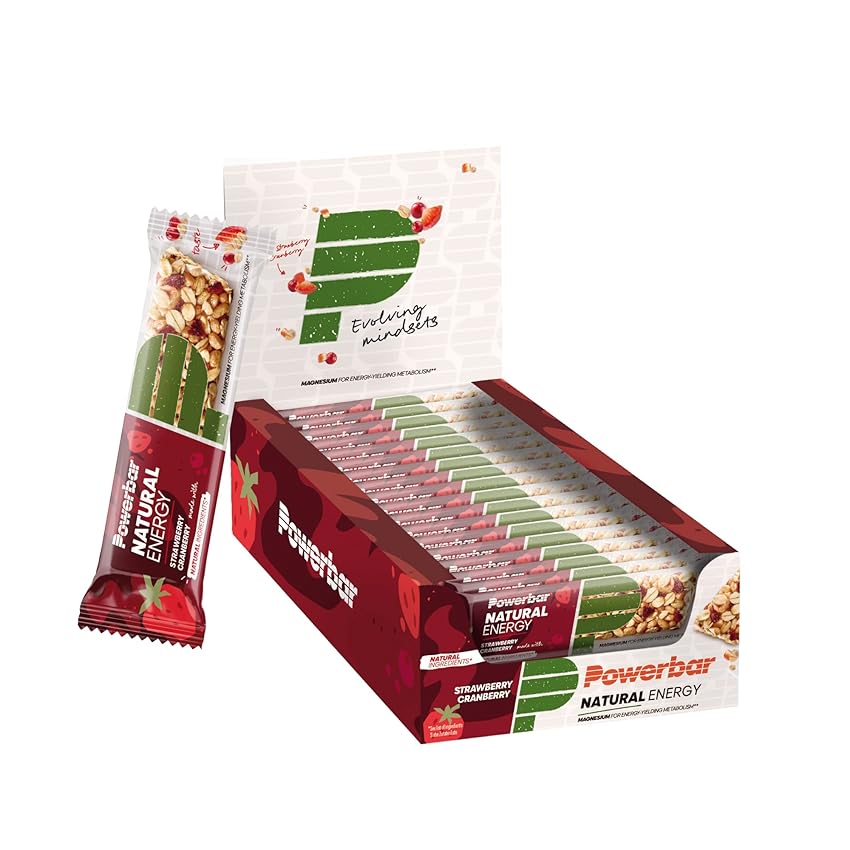 Powerbar Natural Energy Cereal Strawberry & Cranberry 18x40g - Barrette Energetiche di Carboidrati Vegetali + Magnesio