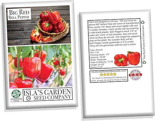 Miniatura 6 de Semillas de pimiento rojo grande para plantar, más de 50 semillas tradicionales por paquete, semillas de jardín de Isla (semillas de jardín de