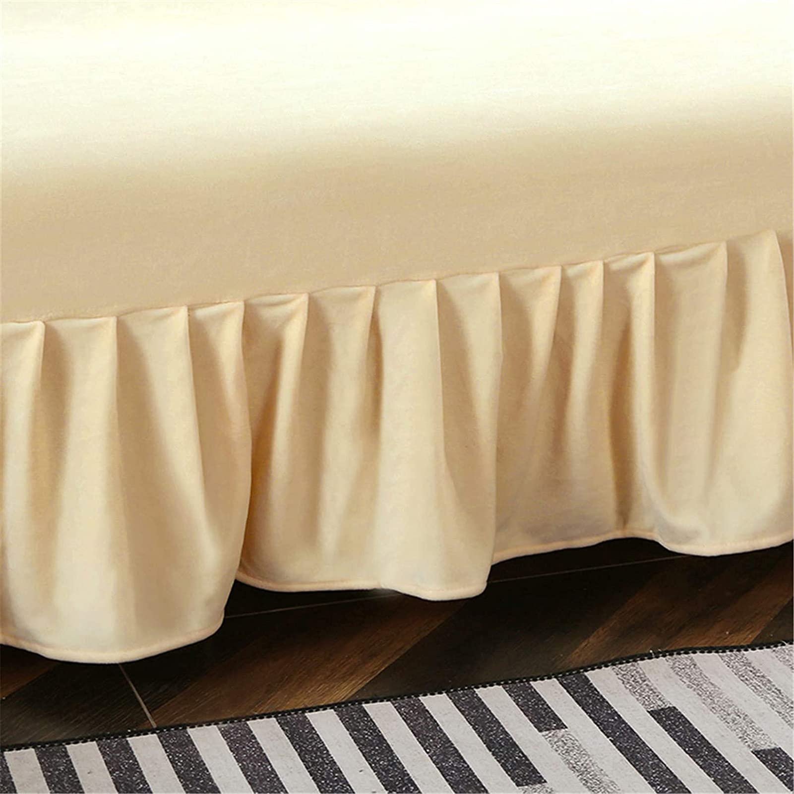 Funda de terciopelo beige para futón sin brazos con falda de volantes, funda elástica para futón, sofá cama, protector de muebles grandes, elegante funda de sofá, duradera y fácil de limpiar