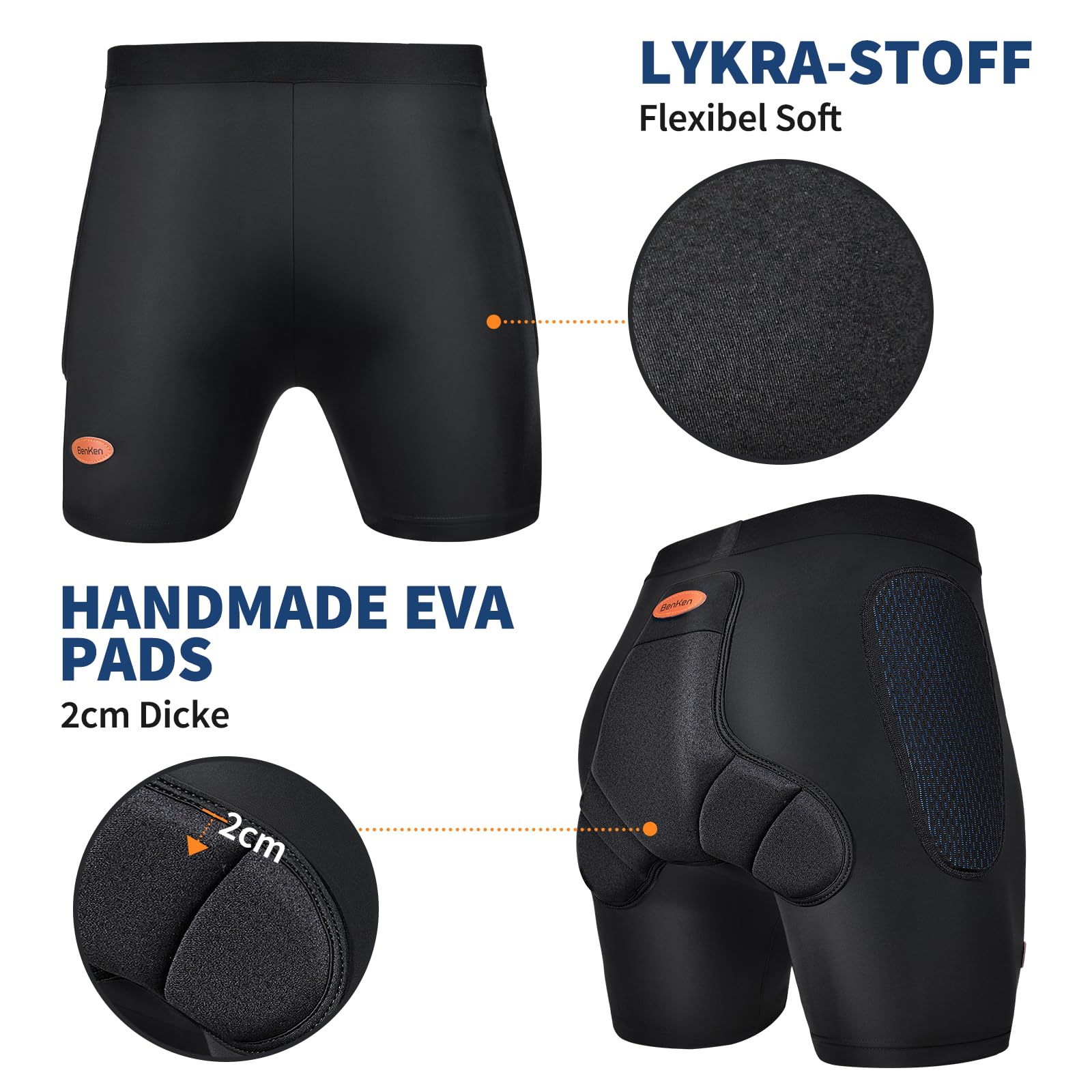 BenKen Sportschutzshorts, 3D Eva Protection Butt Pad, Anti-Kollision-Ski-Schutzausrüstung für Damen und Herren, Schutz Gepolsterte Schlagfeste Shorts für Snowboard, Skating, Rollschuhlaufen