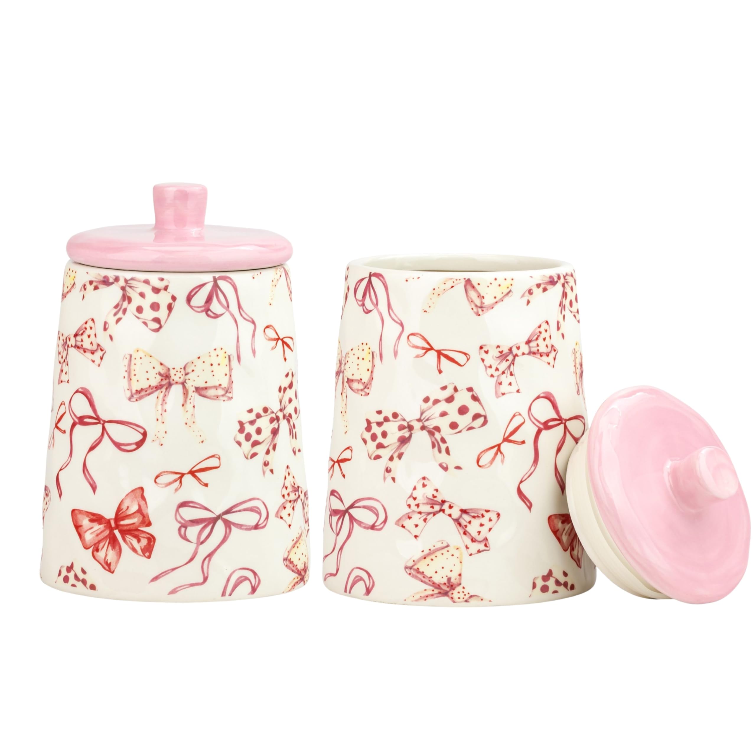 Bella Bows Canister by 10 Strawberry Street – Large, 42.6 fluid_ounces, Ceramic, Ballerina Bows, Pack of 2