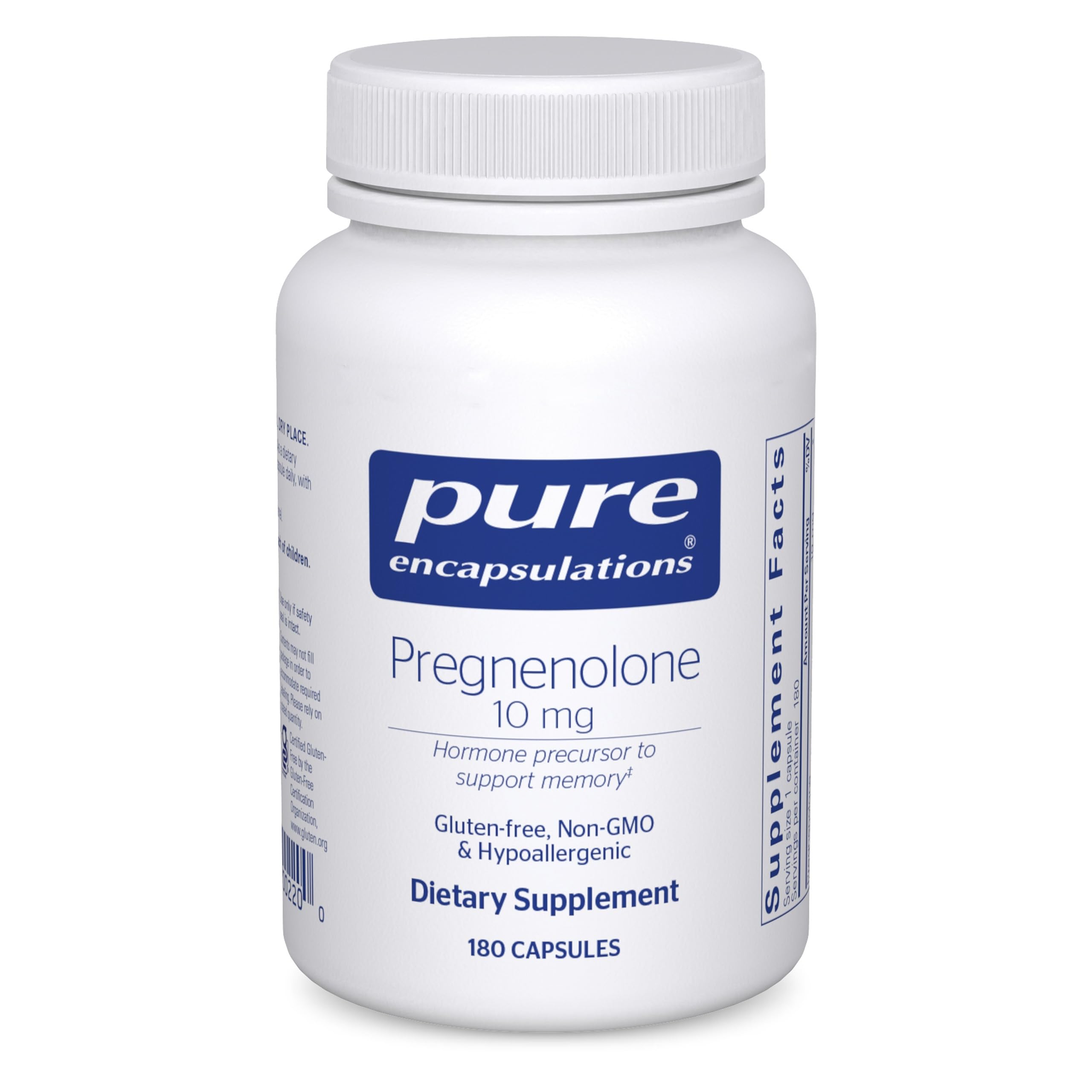 Pure Encapsulations - Pregnenolone 10 mg - Hypoallergenic Supplement to Support the Immune System, Mood and Memory* - 180 Capsules