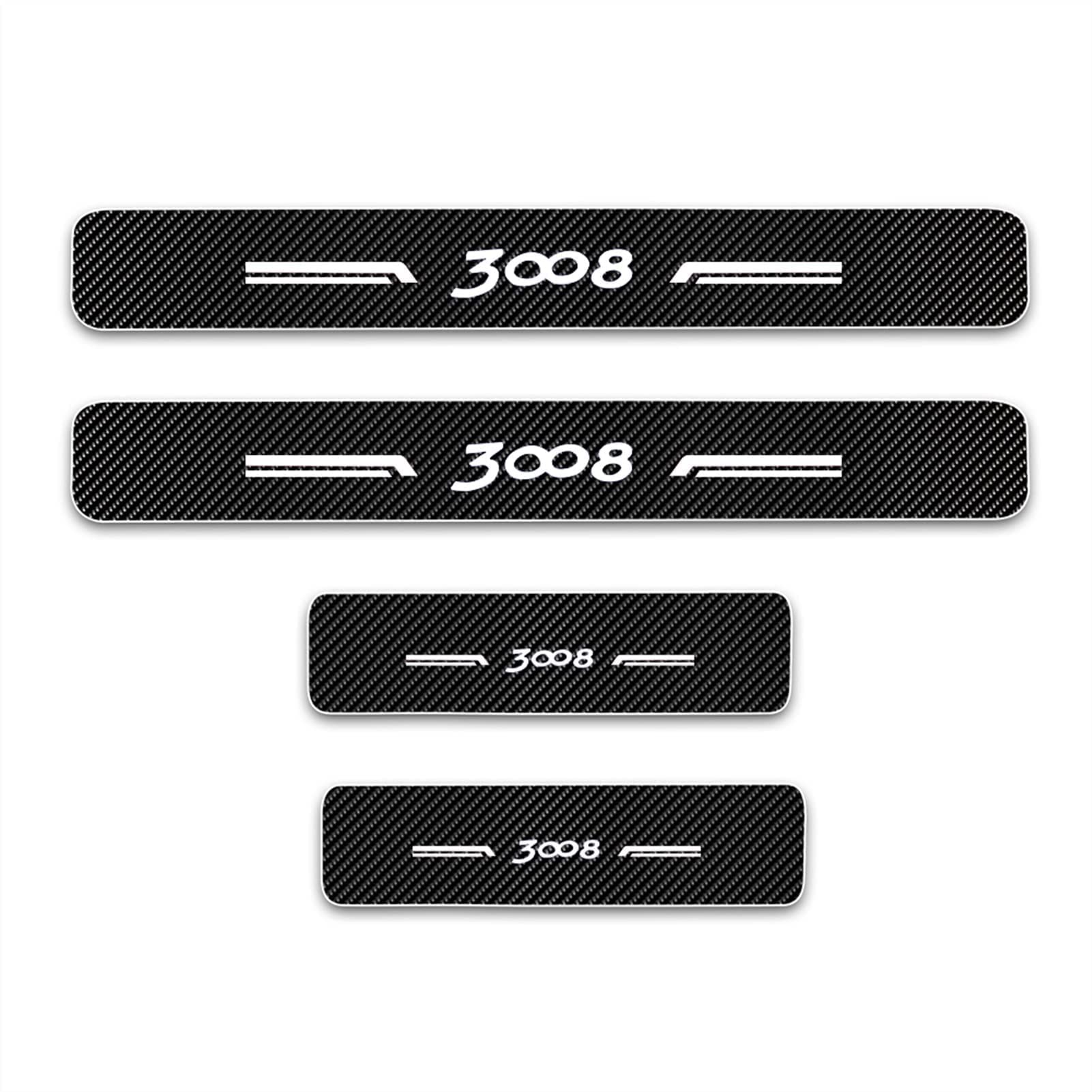 EAGLEG 4Pcs Carbon Fiber Car Door Sill Protector for Peu-geot 3008, Door Sill Scuff Guard Cover Pedal Sticker Decor Accessories,White