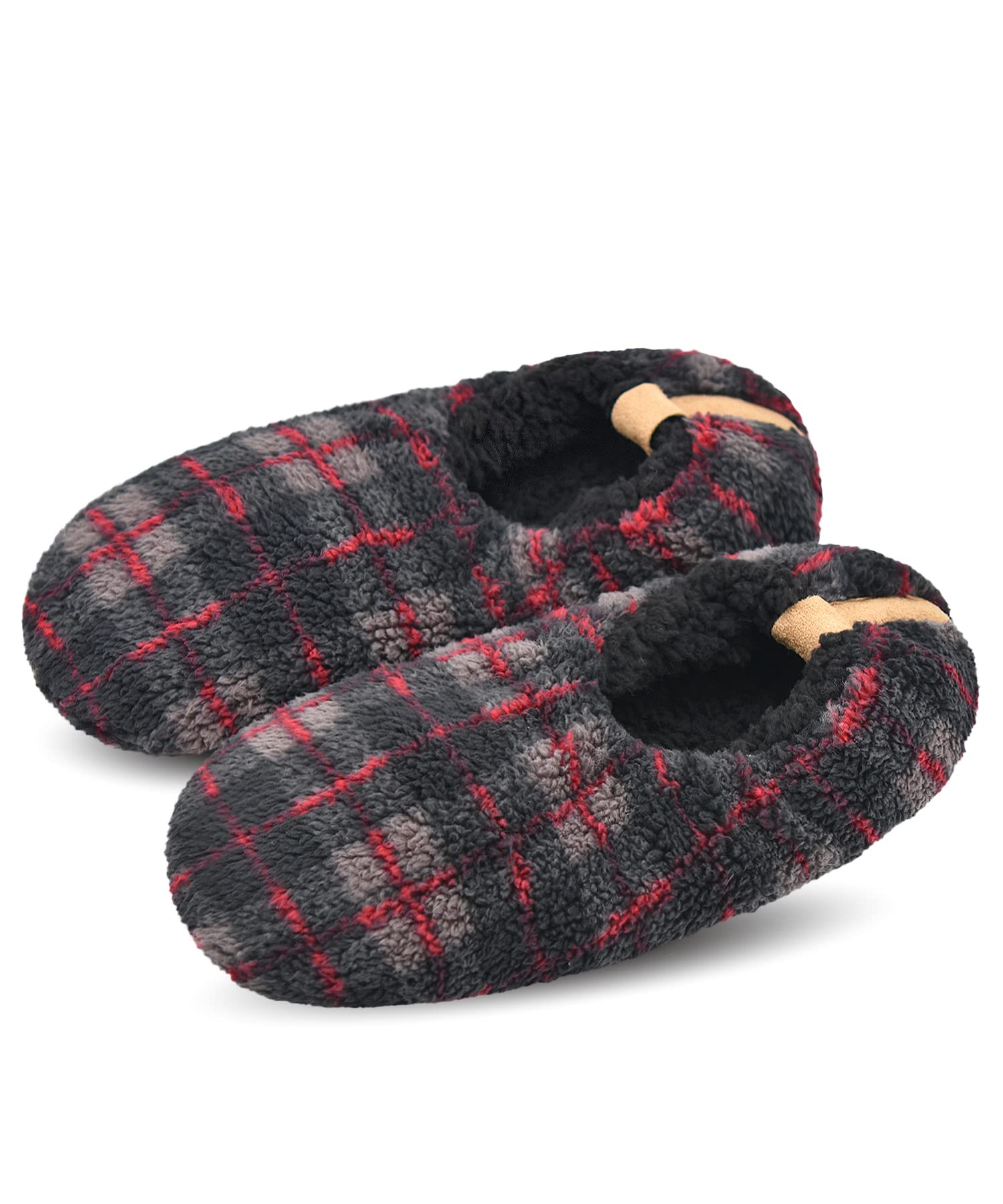 DICUIRD Men’s Fuzzy Sherpa Lined Slipper Socks Non-Skid Gripper Soft Sole