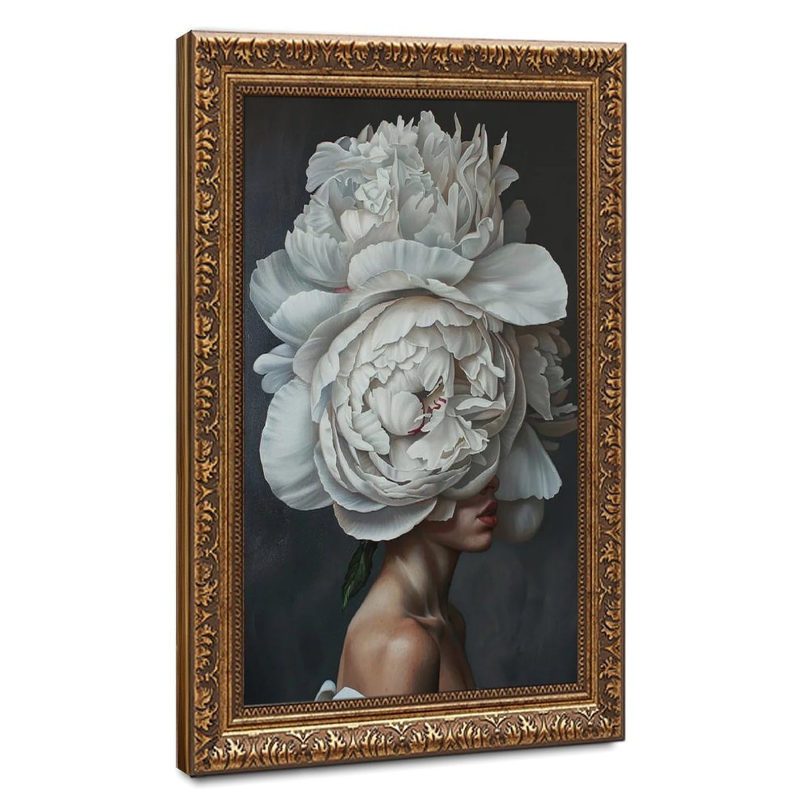 Bareronor Floral Woman Portrait (2) Canvas Poster Bedroom Decor Landscape Office Room Decor Gift 12" L X 18" W