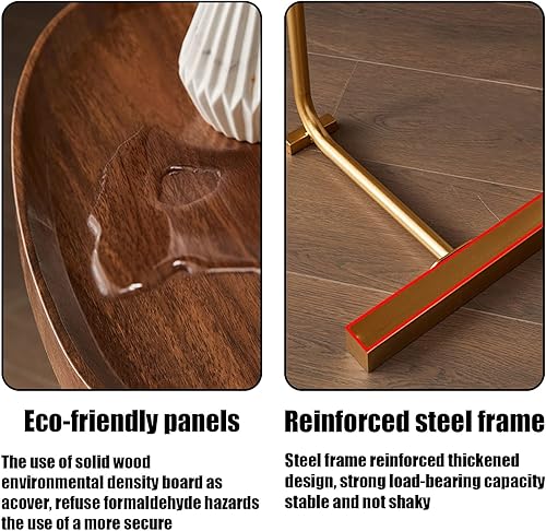 Miniatura 6 de Mesa auxiliar en forma de C, mesa auxiliar rústica para aperitivos, mesa redonda de 27.5 pulgadas de alto, mesa auxiliar que se desliza debajo del