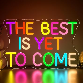 The Best is Yet to Come Neon Sign for Wall Decor Motivational LED Neon Light For Bedroom Dimmable Colorful Light Up Sign for Study Room Graduation Party Cafe Birthday Gifts Size 13.7 * 9.0 InTWP308