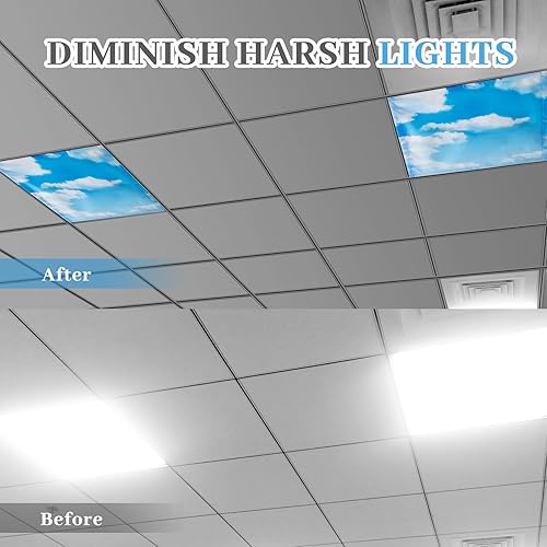 Miniatura 3 de VIHOSE 4 cubiertas de luz fluorescente de 2 x 2 pies para luces de techo, cubiertas de luz de aula para reducir el deslumbramiento áspero, filtros