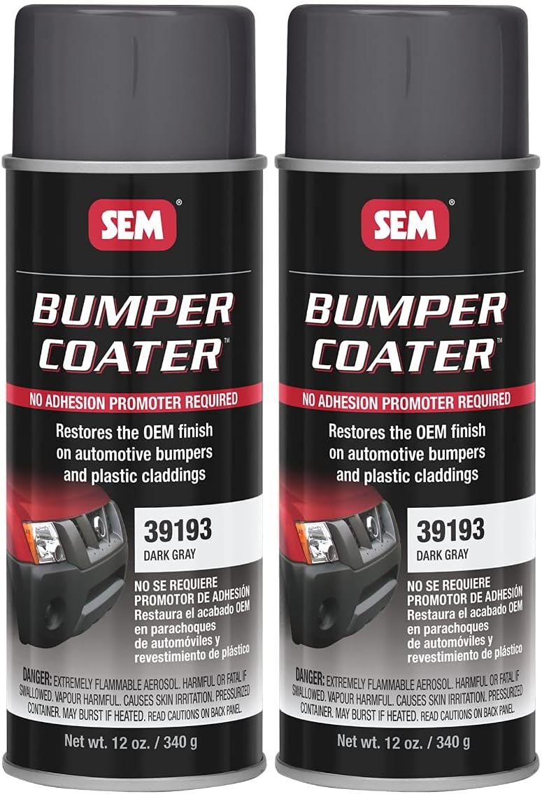 SEM Bumper Coater Aerosol | Plastic Refreshing Car Paint for Automotive Bumpers and Plastic Cladding, No Adhesion Promoter or Primer Required | 2-Pack |