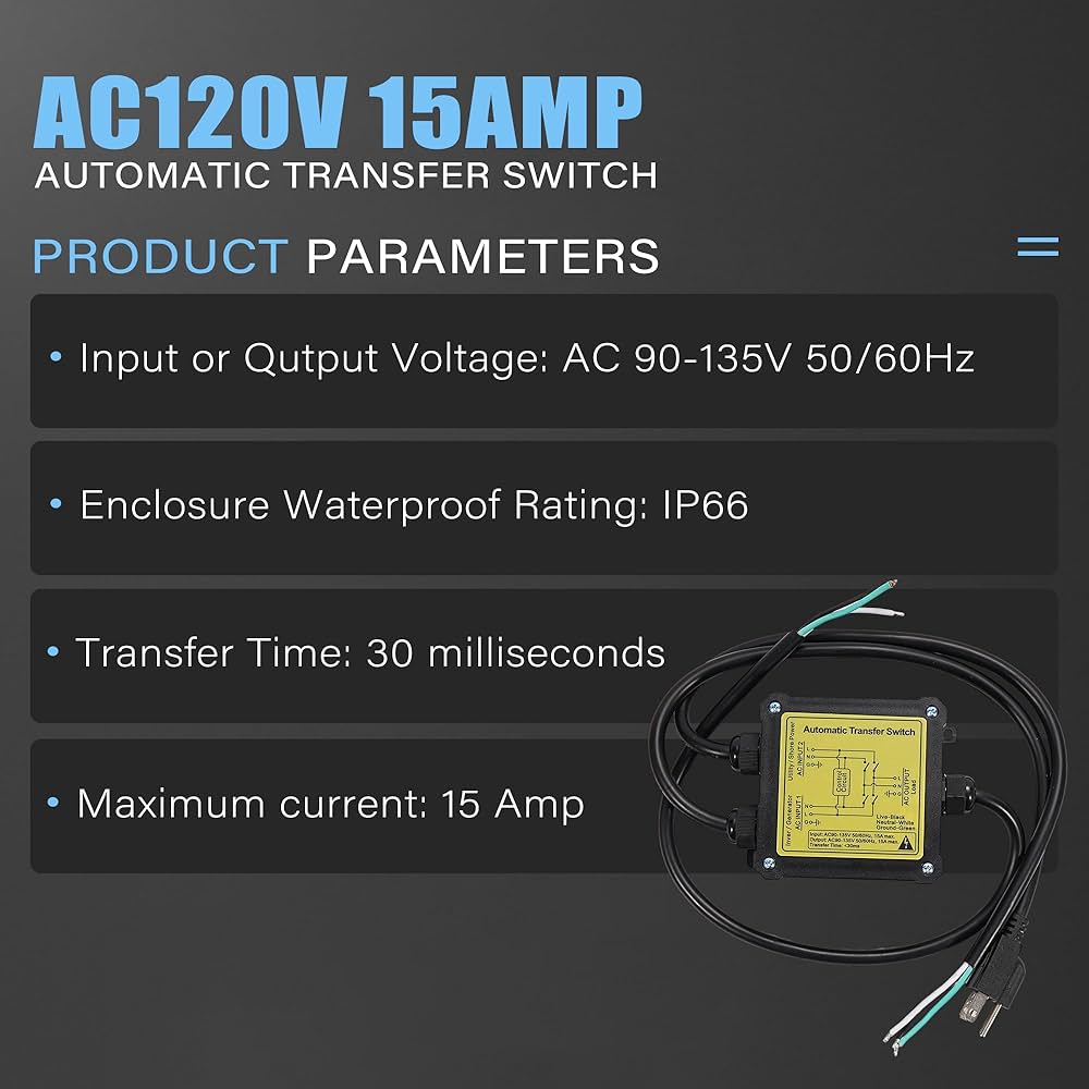 Amazon.com: 15Amp Automatic Transfer Switch,120V ATS Auto